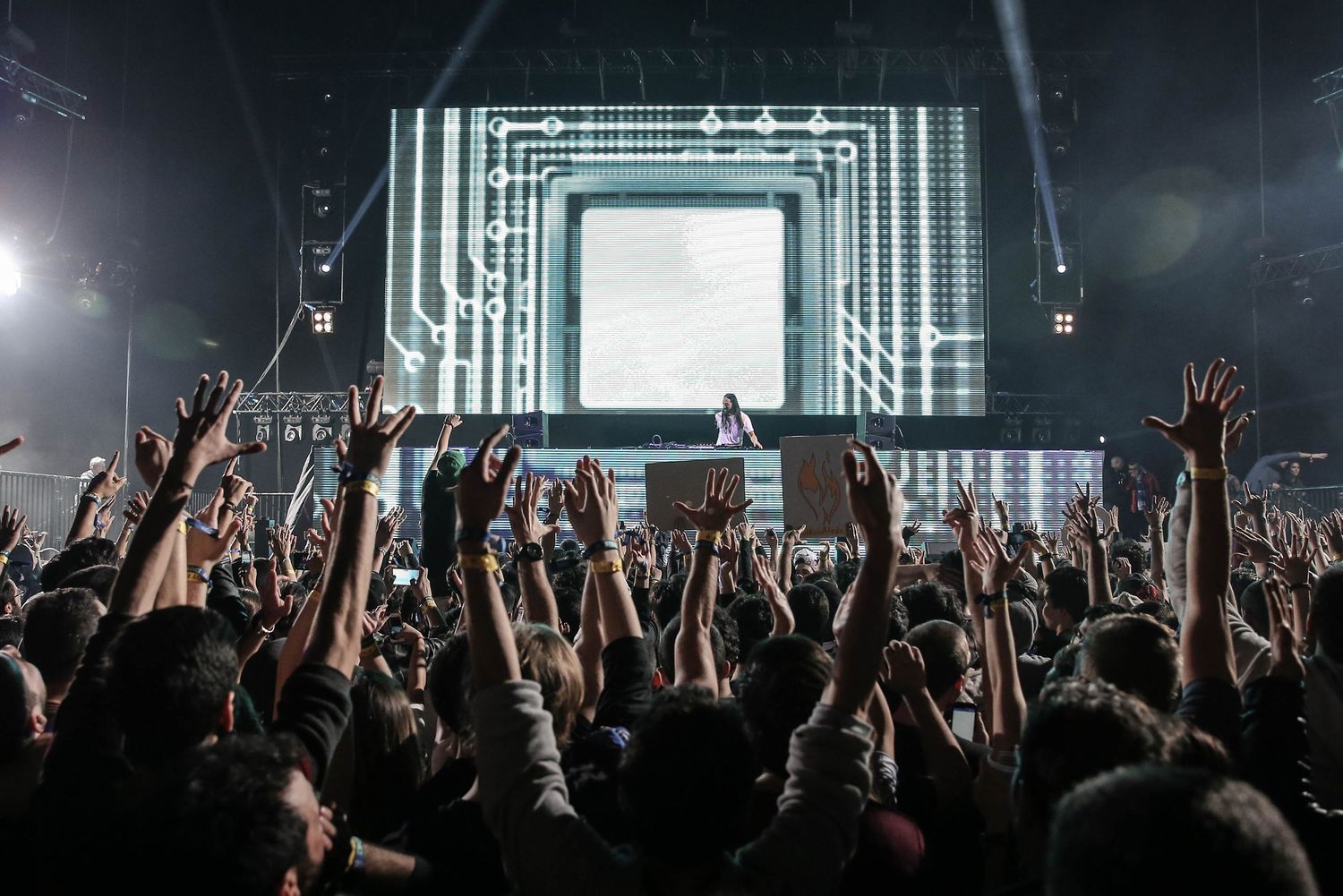Steve Aoki performing live in New York City — high-energy EDM concert photography capturing lights, movement, and crowd interaction.