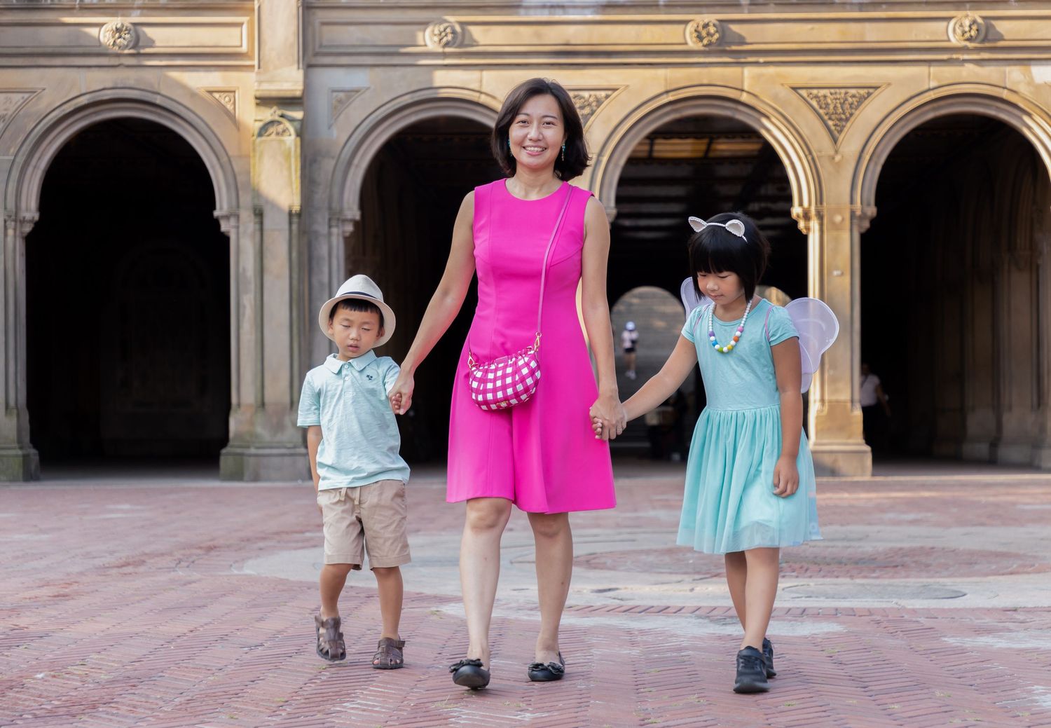 NYC family photography in Central Park — relaxed lifestyle session with trees, paths, and love.