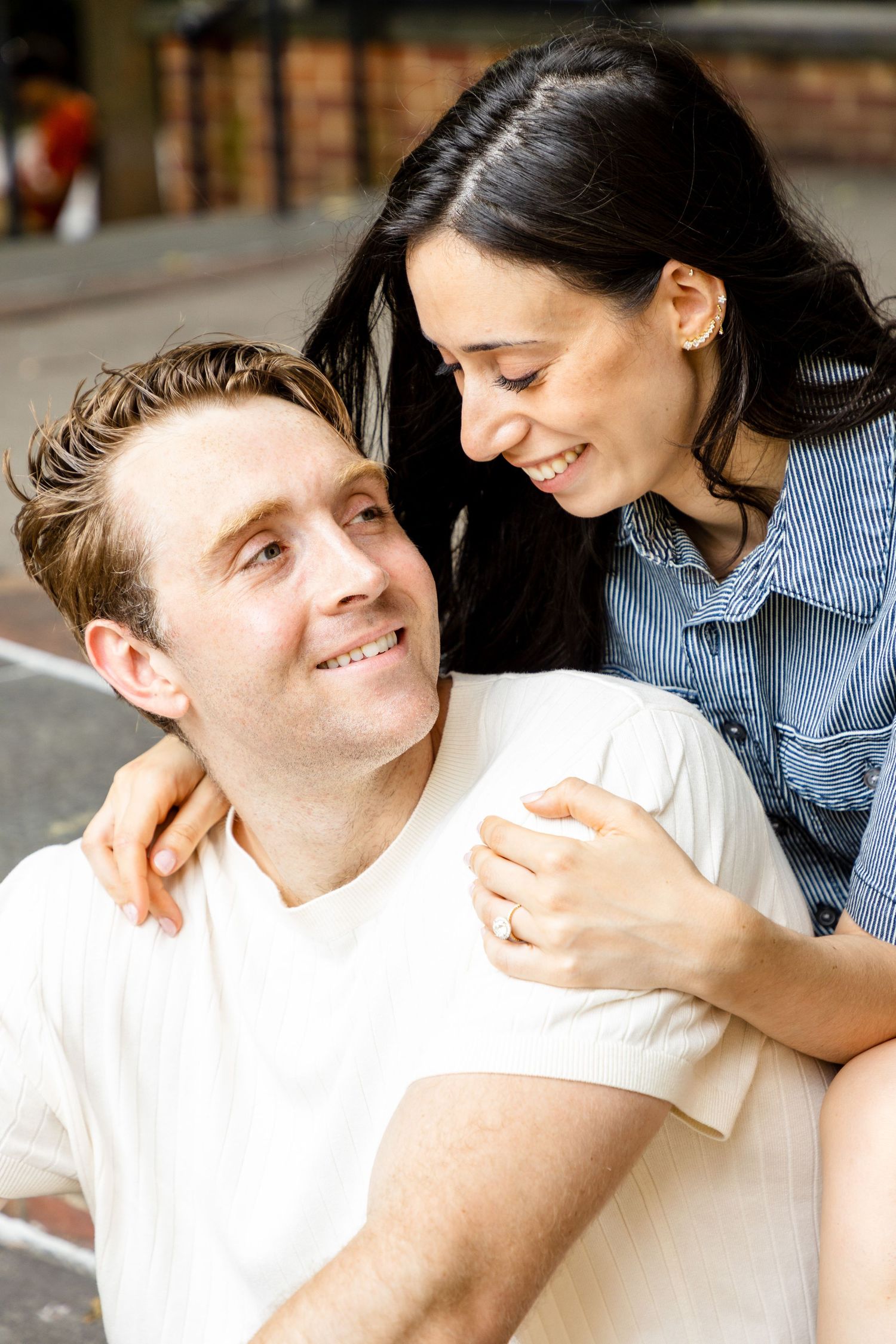 Candid engagement moment in Hoboken - Professional photographer for surprise proposals in North Jersey and Manhattan.