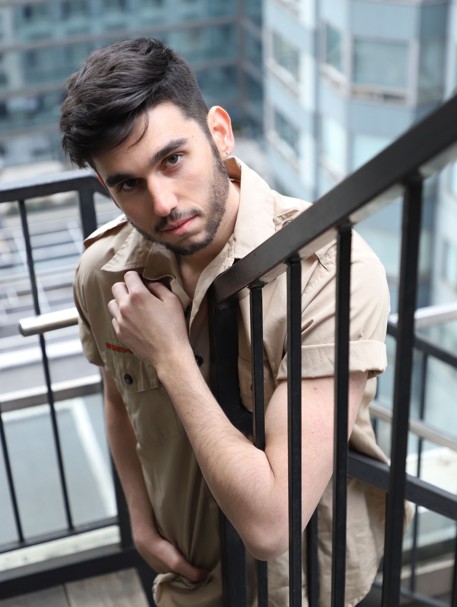 Creative album cover photo of an emerging artist in NYC — expressive and urban portrait.