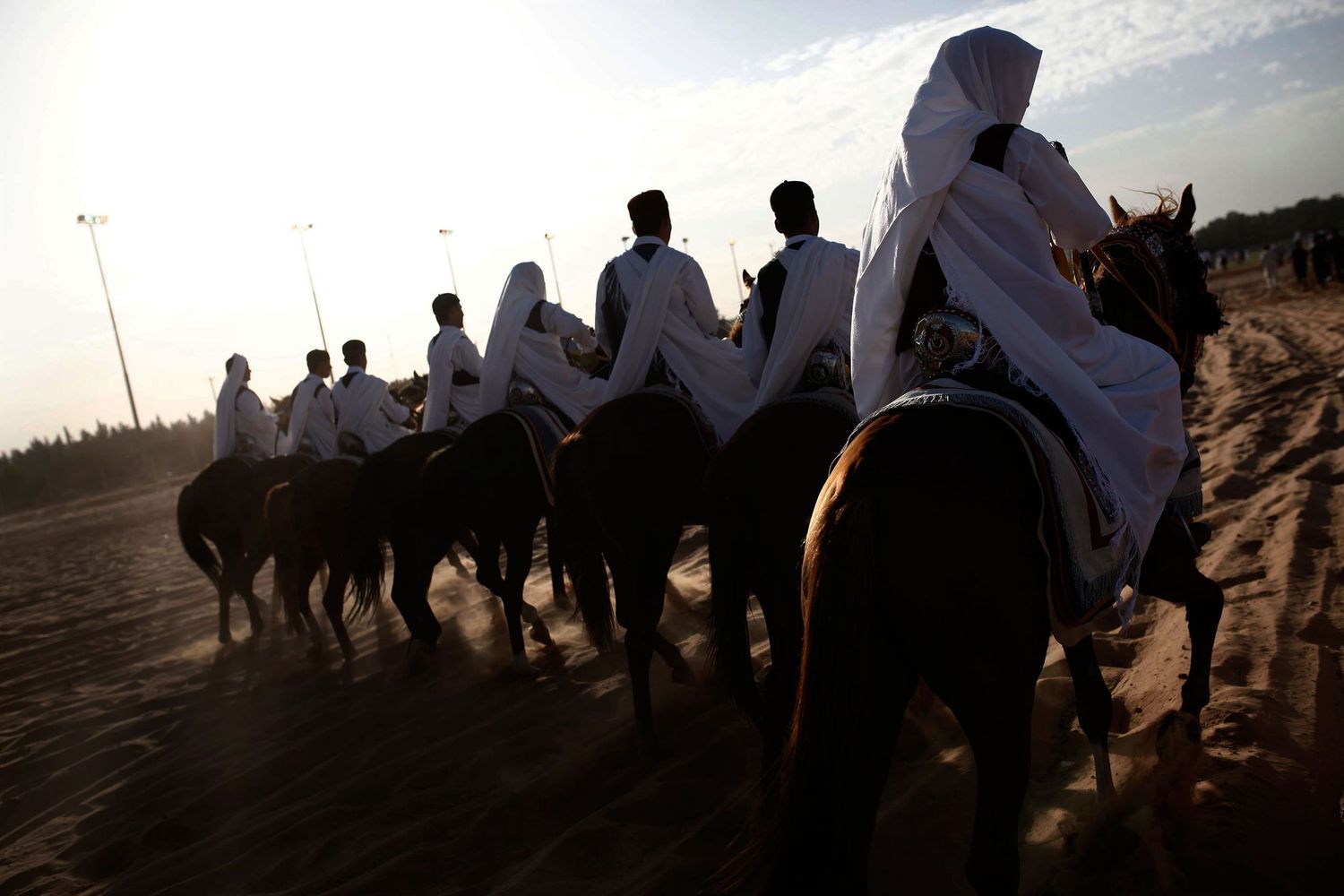 Traditional horse race in Libya — cultural event capturing heritage, pride, and equestrian skill.