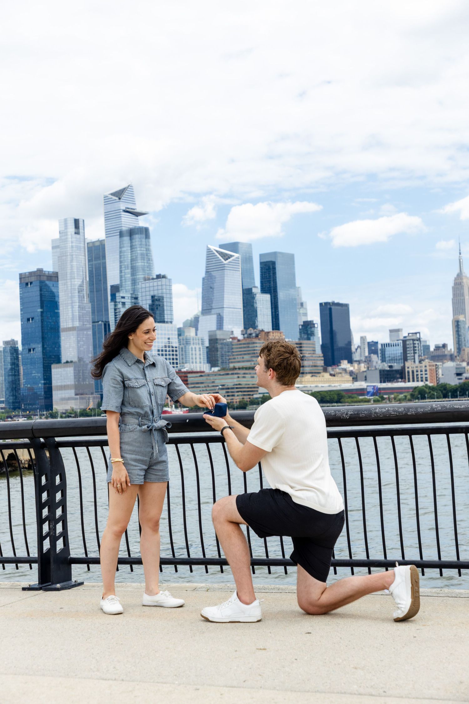 Surprise marriage proposal photography in Jersey City and NYC - Candid engagement photographer capturing romantic moments in Hoboken