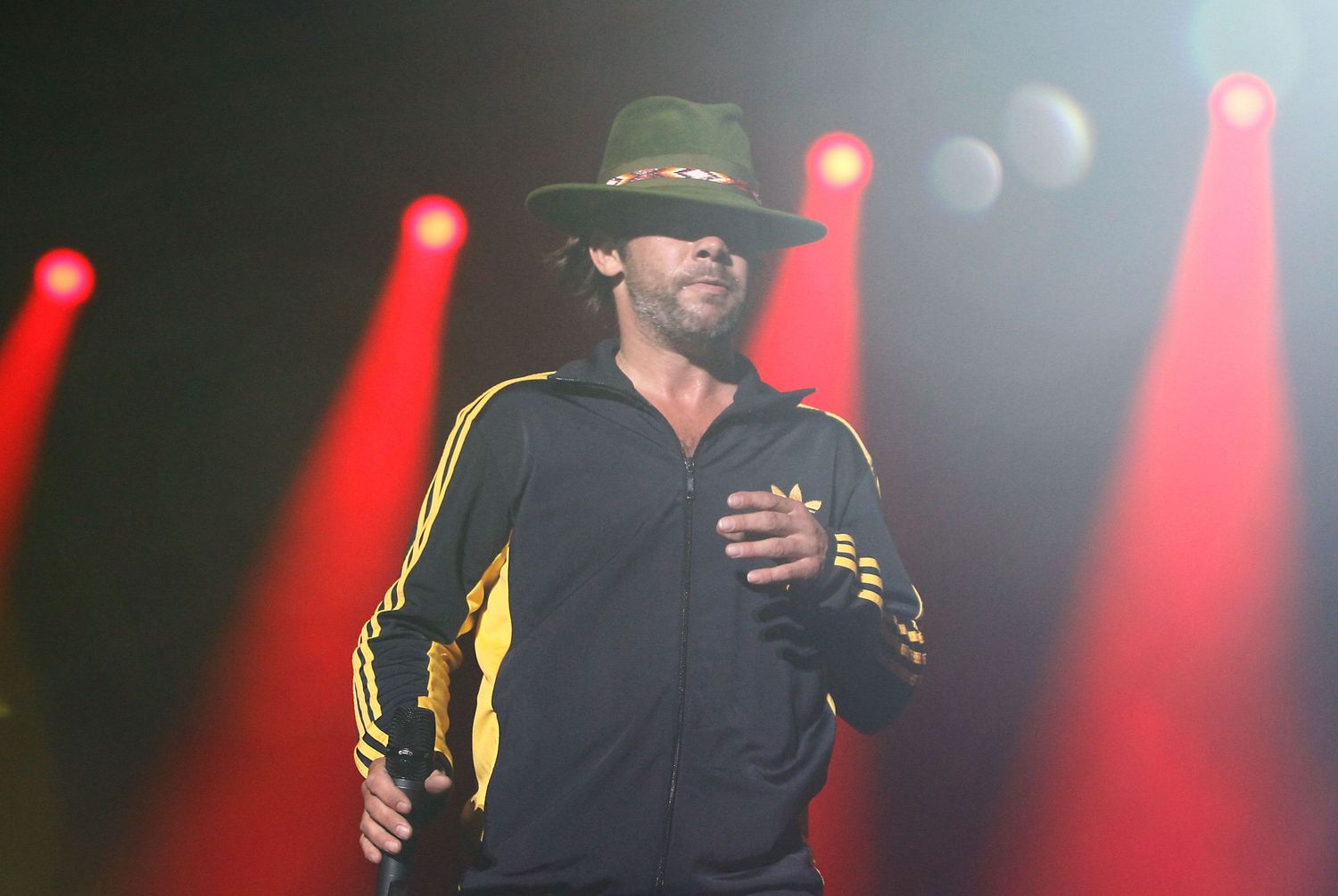 Jamiroquai performing live in New York City — high-energy concert photography capturing funk, movement and stage presence.