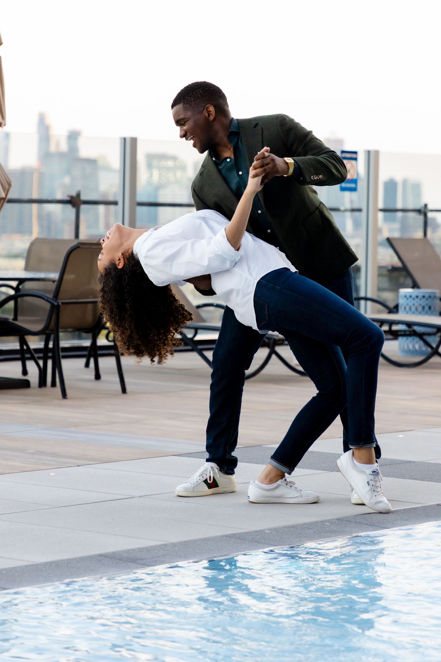 Lifestyle engagement photos in the streets of West Village, NYC – Natural and candid couples photography.