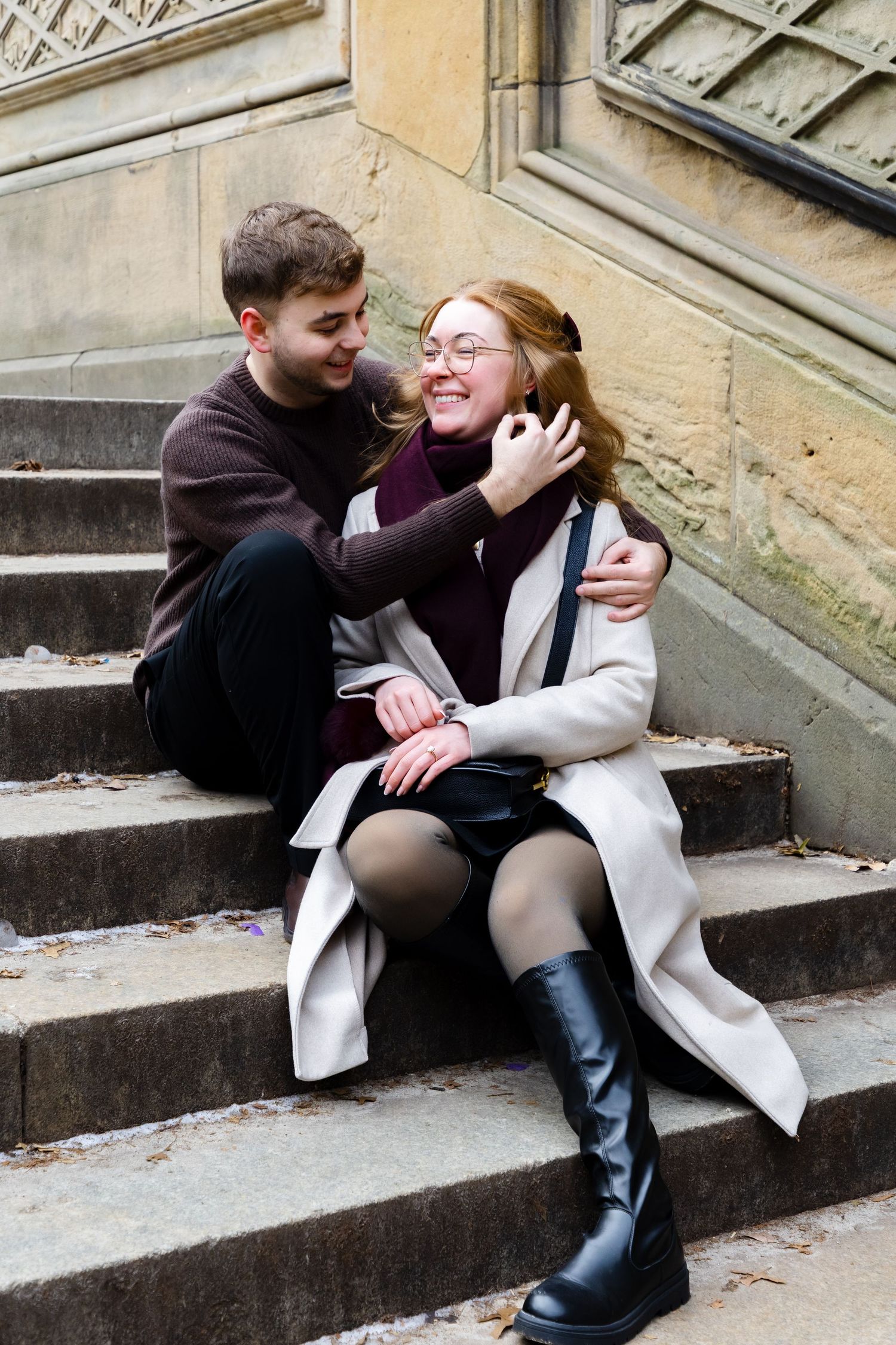 Timeless couple's portrait session at Bethesda Terrace, Central Park – Romantic lifestyle photography in the heart of Manhattan, NYC.