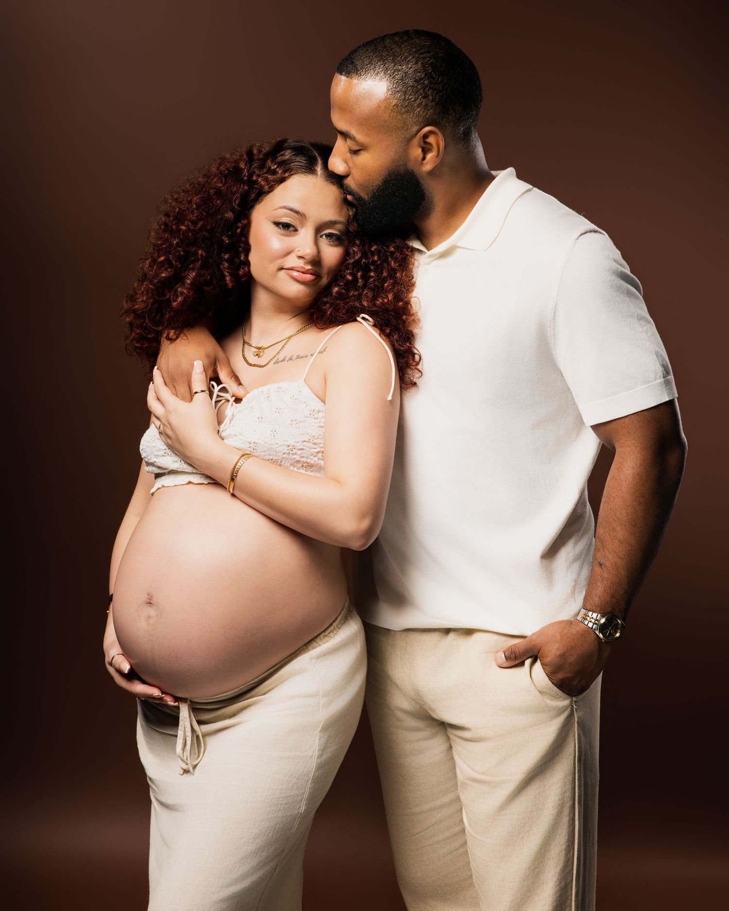 Maternity photo session in-studio with creative posing and soft lighting by Tampa Photographer Rashad Gilmore