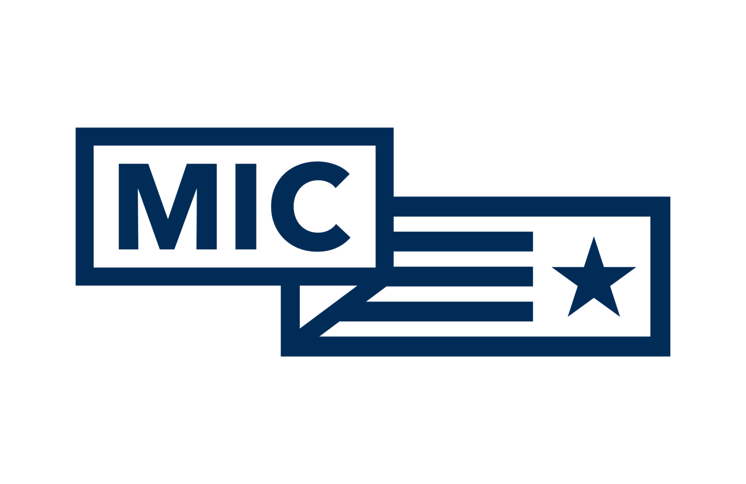 Blue and white logo designs for MIC featuring minimalist star and stripe elements.