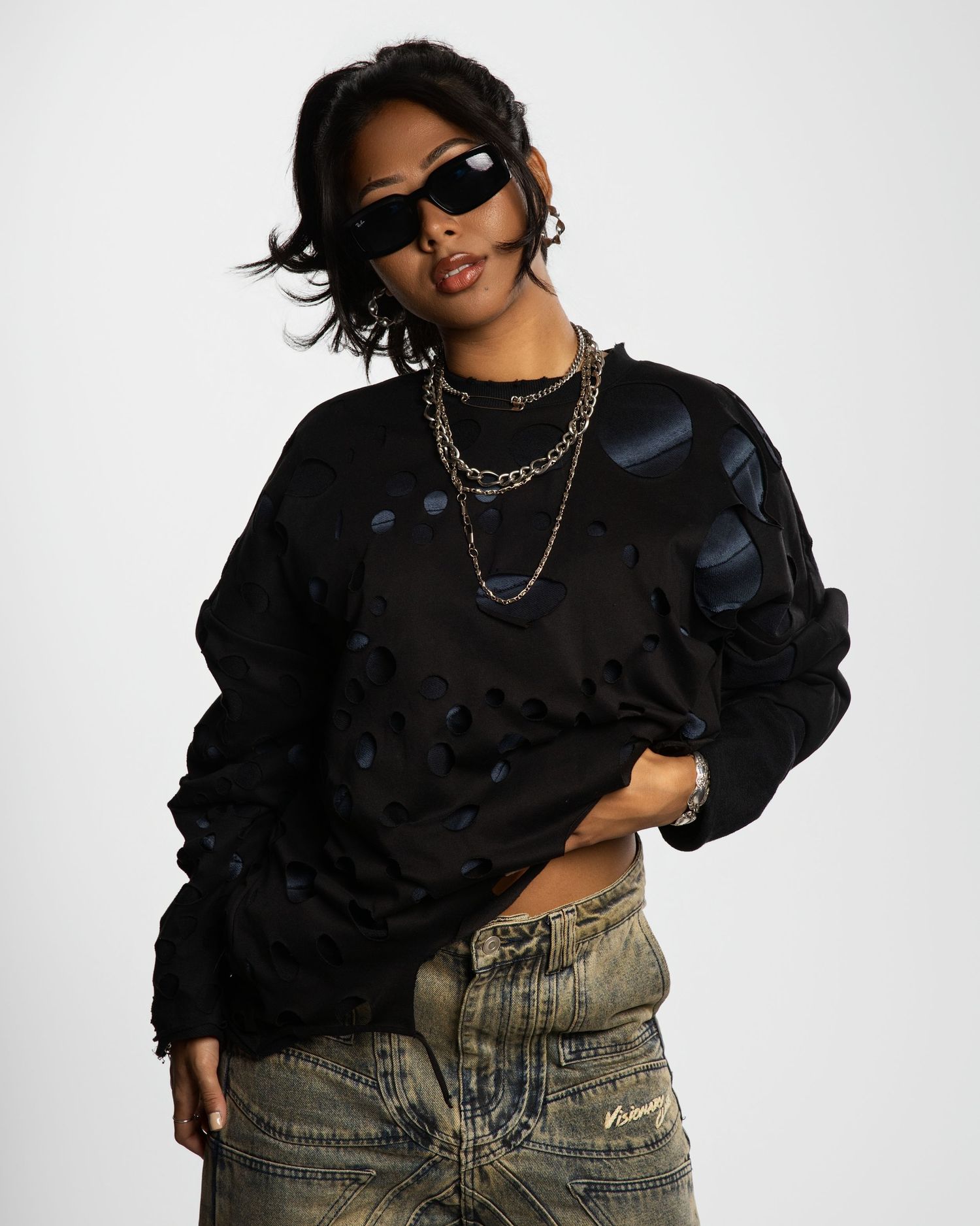 E-commerce product photo for Tampa clothing brand with clean white backdrop