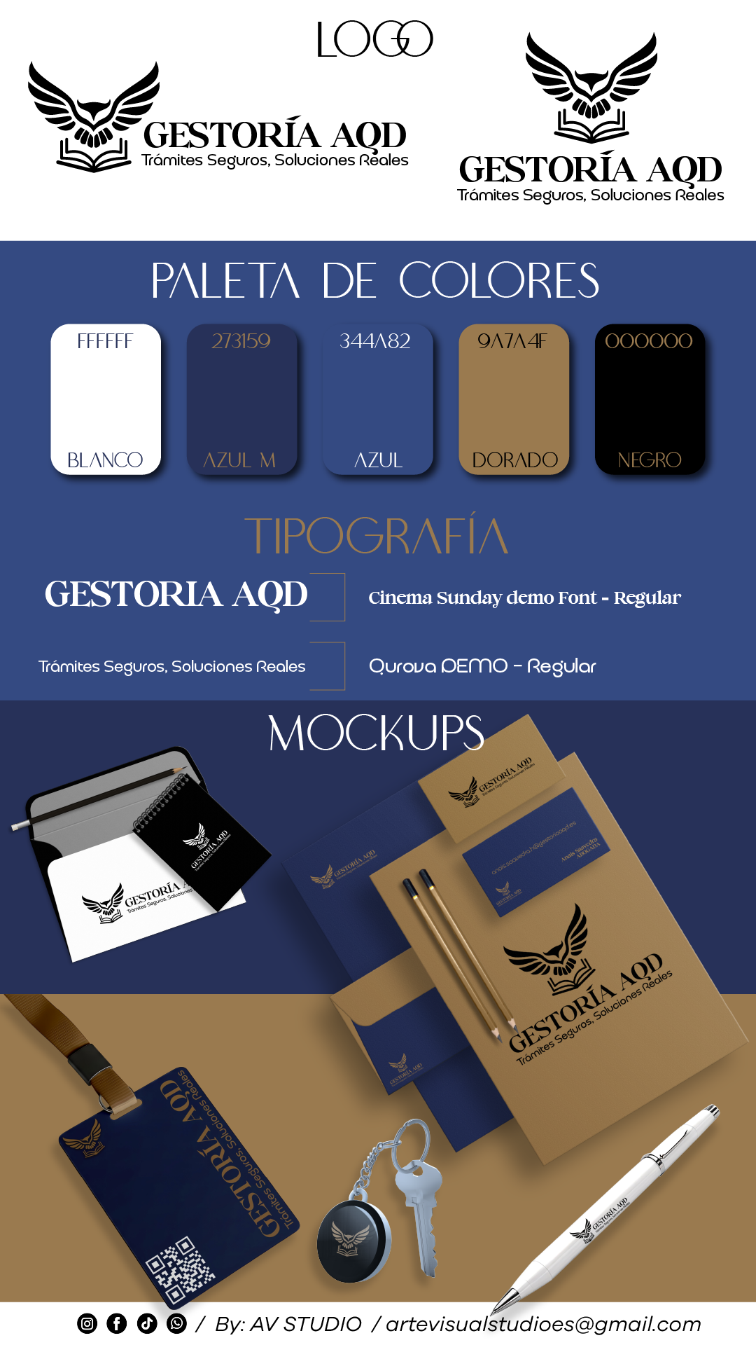 Diseño de logotipo e identidad visual para Gestoría AQD