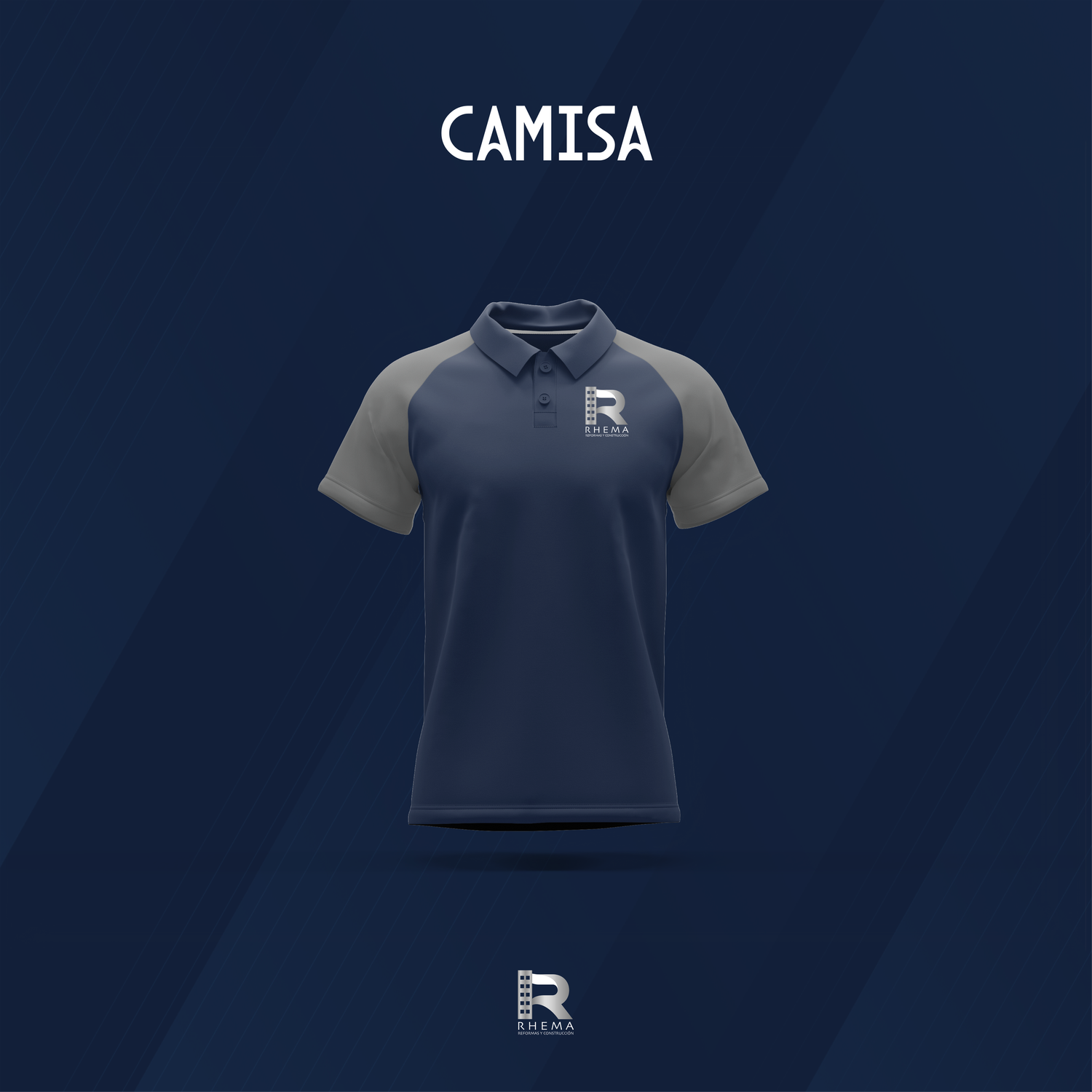 Aplicación de identidad corporativa de Rhema en uniforme empresarial