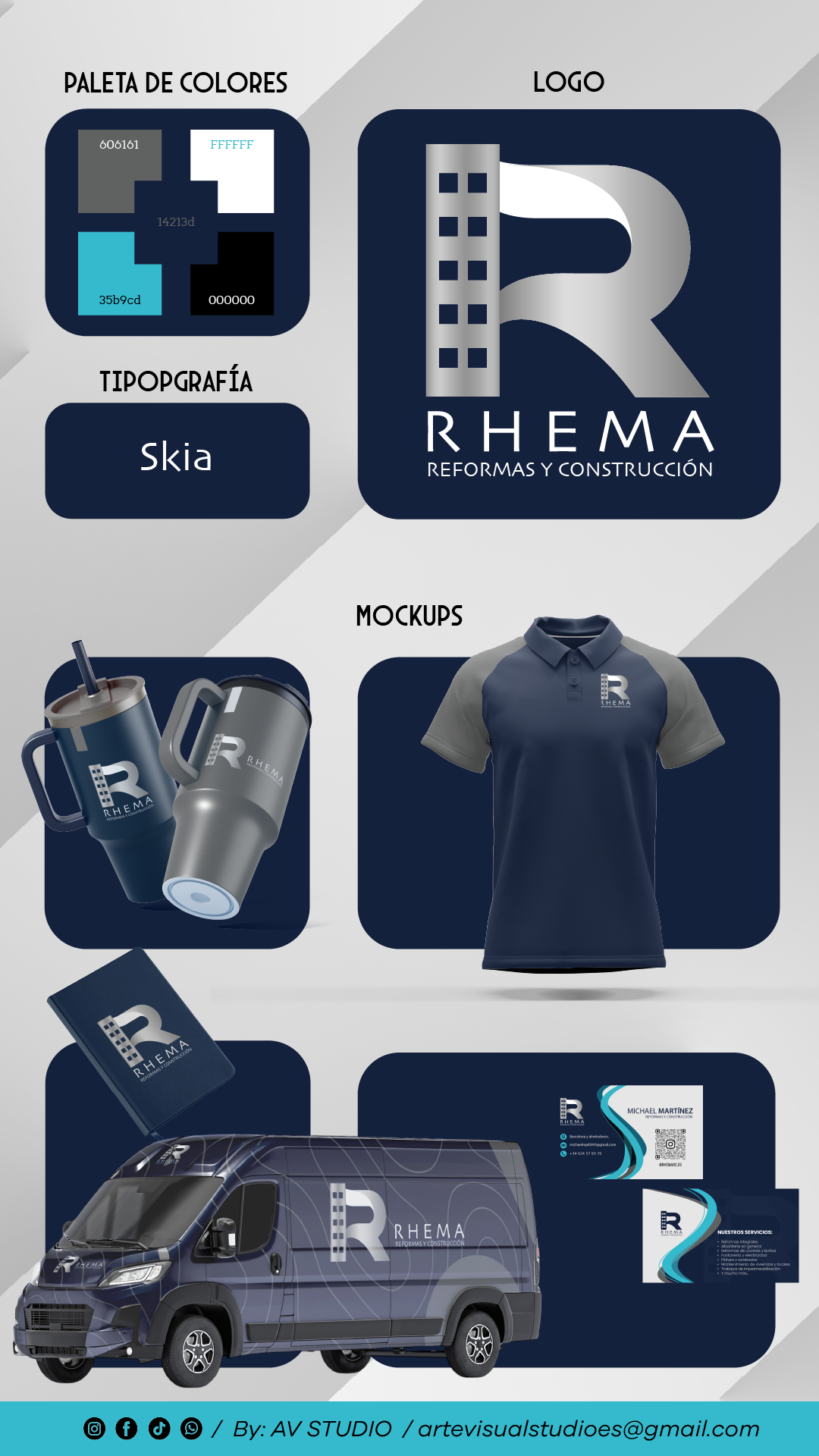 Identidad visual y diseño de logotipo para Rhema Reformas y Construcción