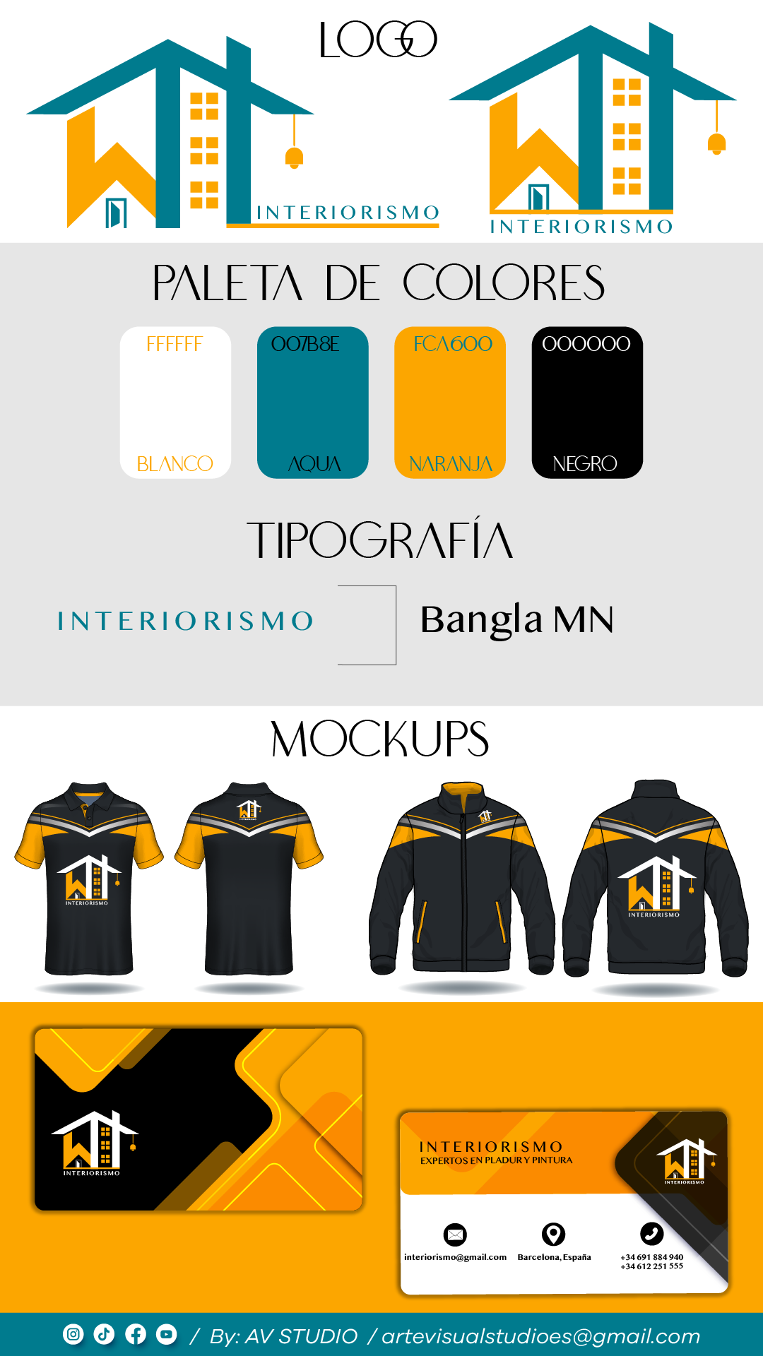 Diseño de identidad visual y aplicaciones de marca para empresa de interiorismo