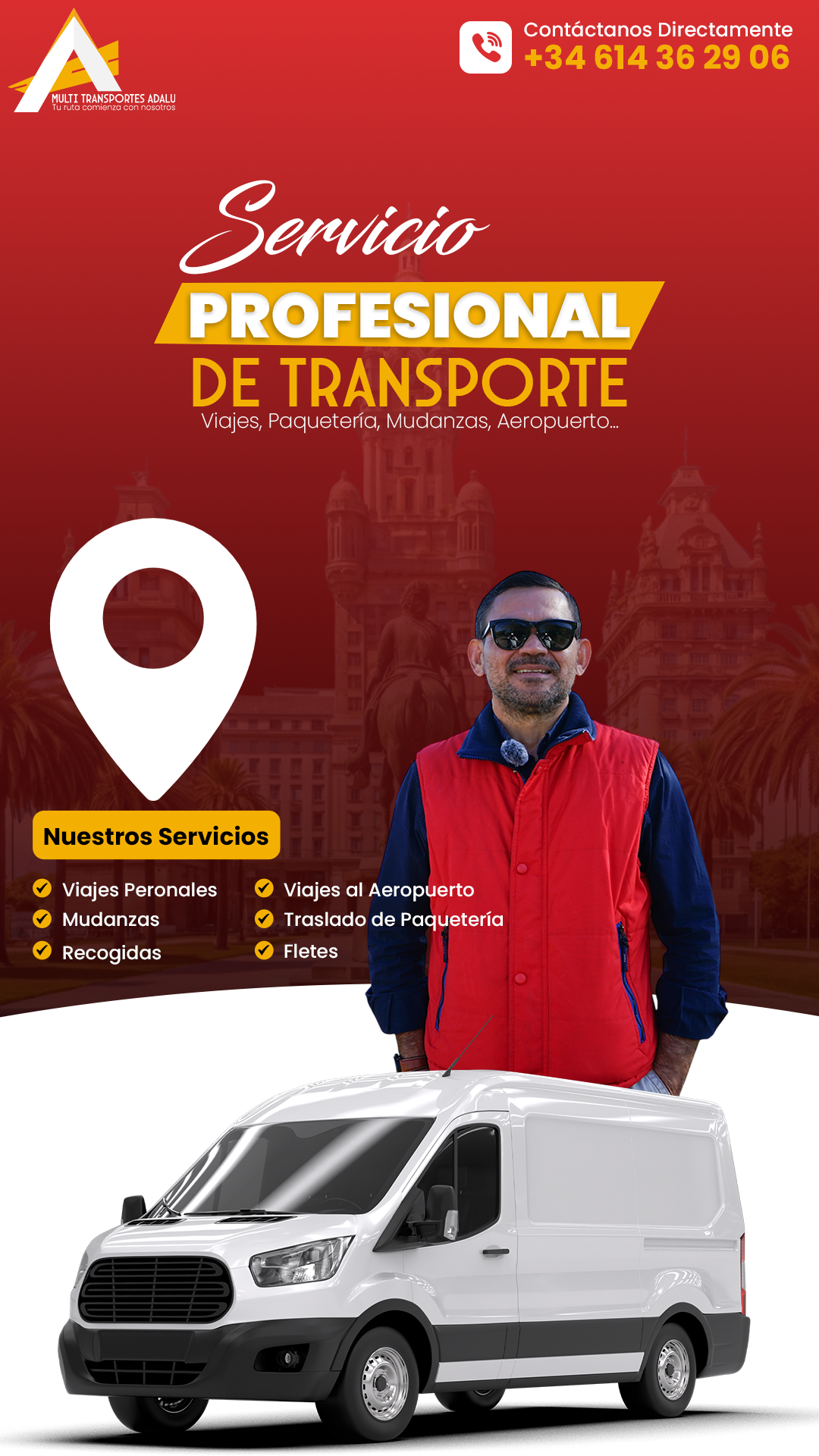 Diseño de historia para redes sociales de servicio profesional de transporte