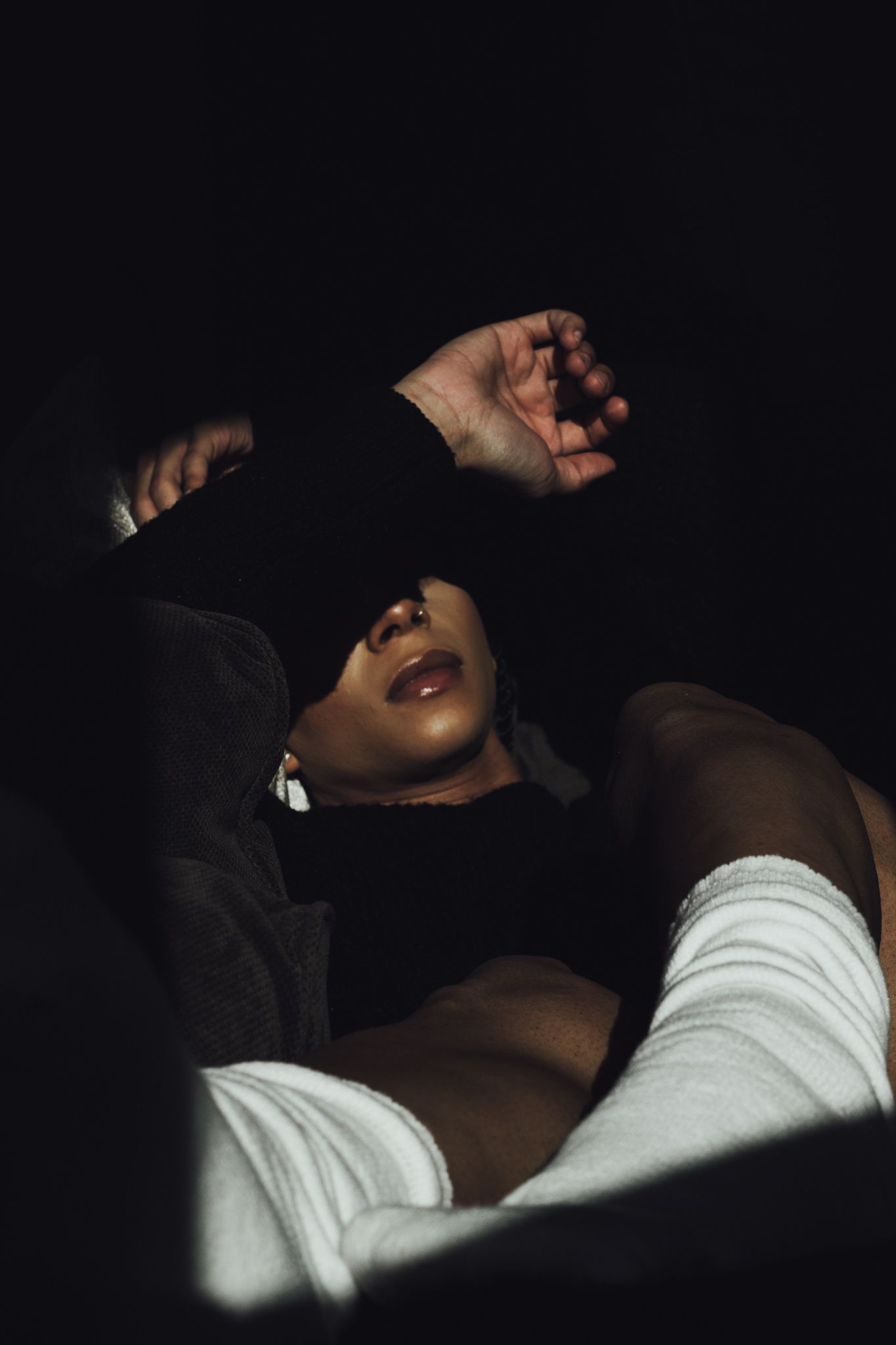 moody editorial portrait in natural light