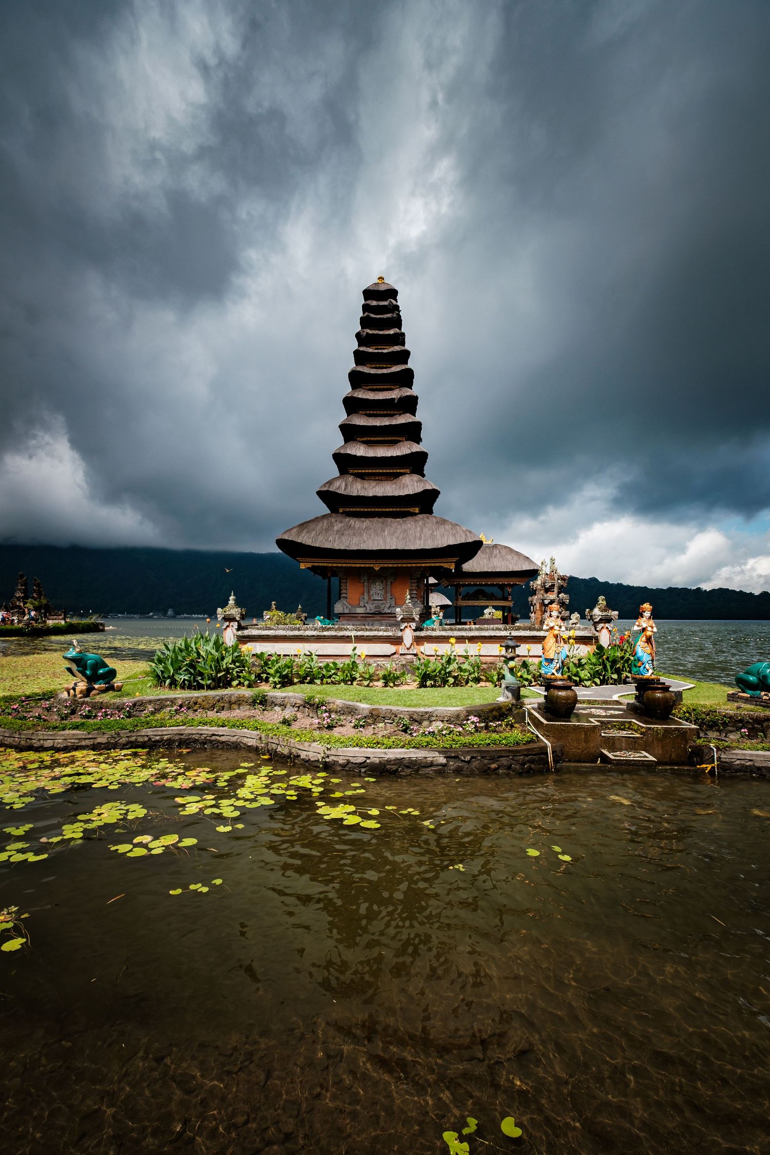 cinematic travel portrait with a scenic backdrop