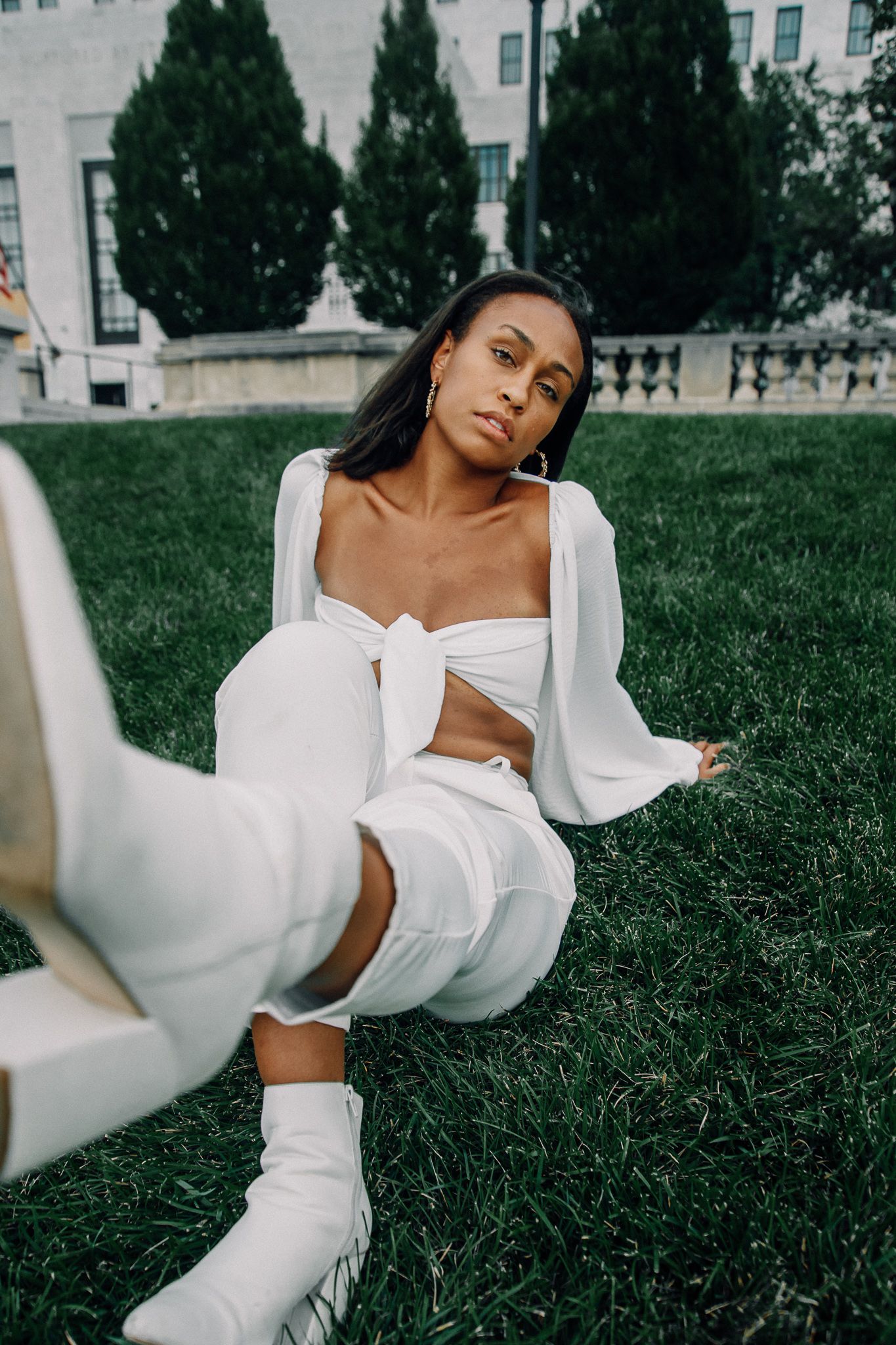 moody editorial portrait in natural light