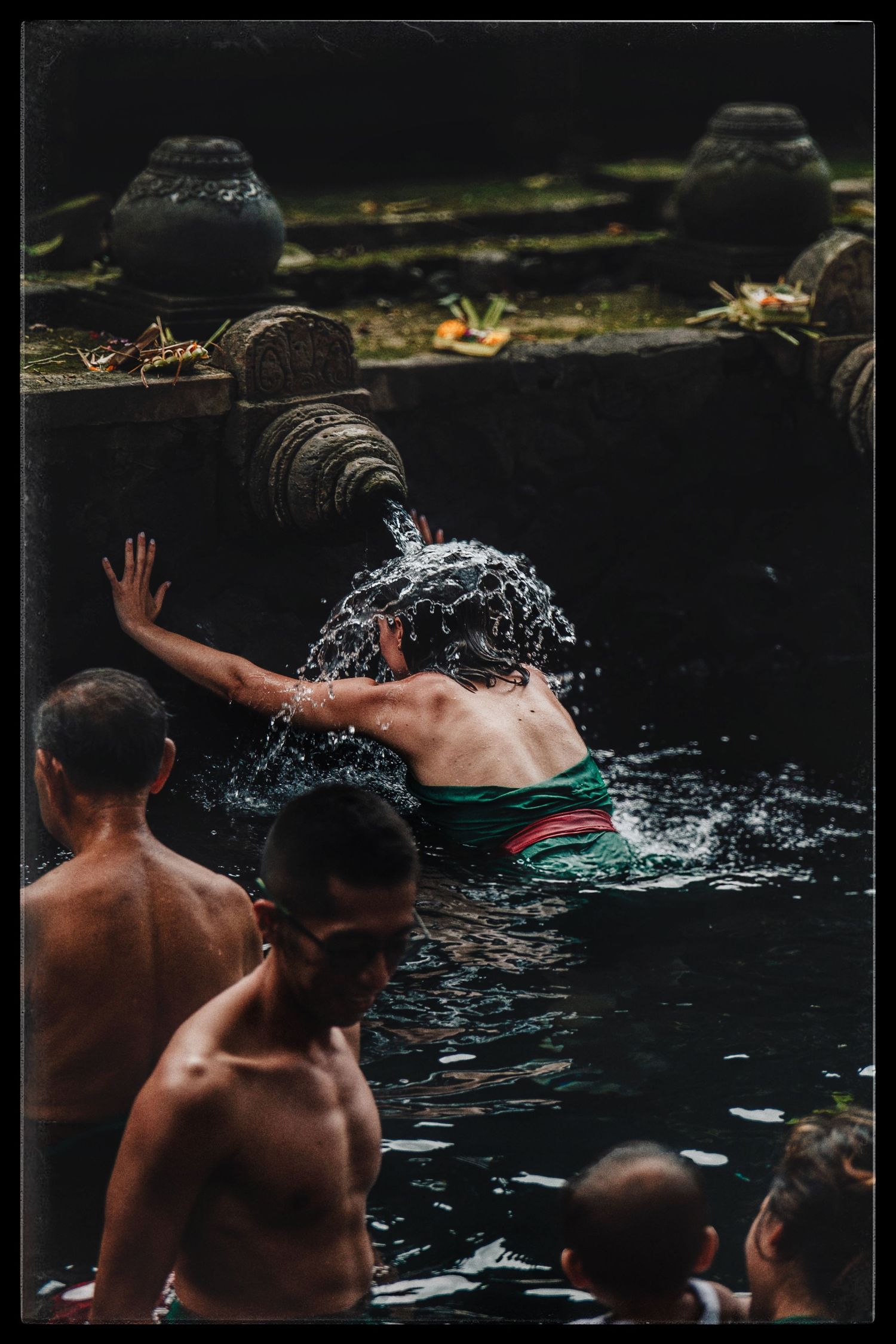 cinematic travel portrait with a scenic backdrop