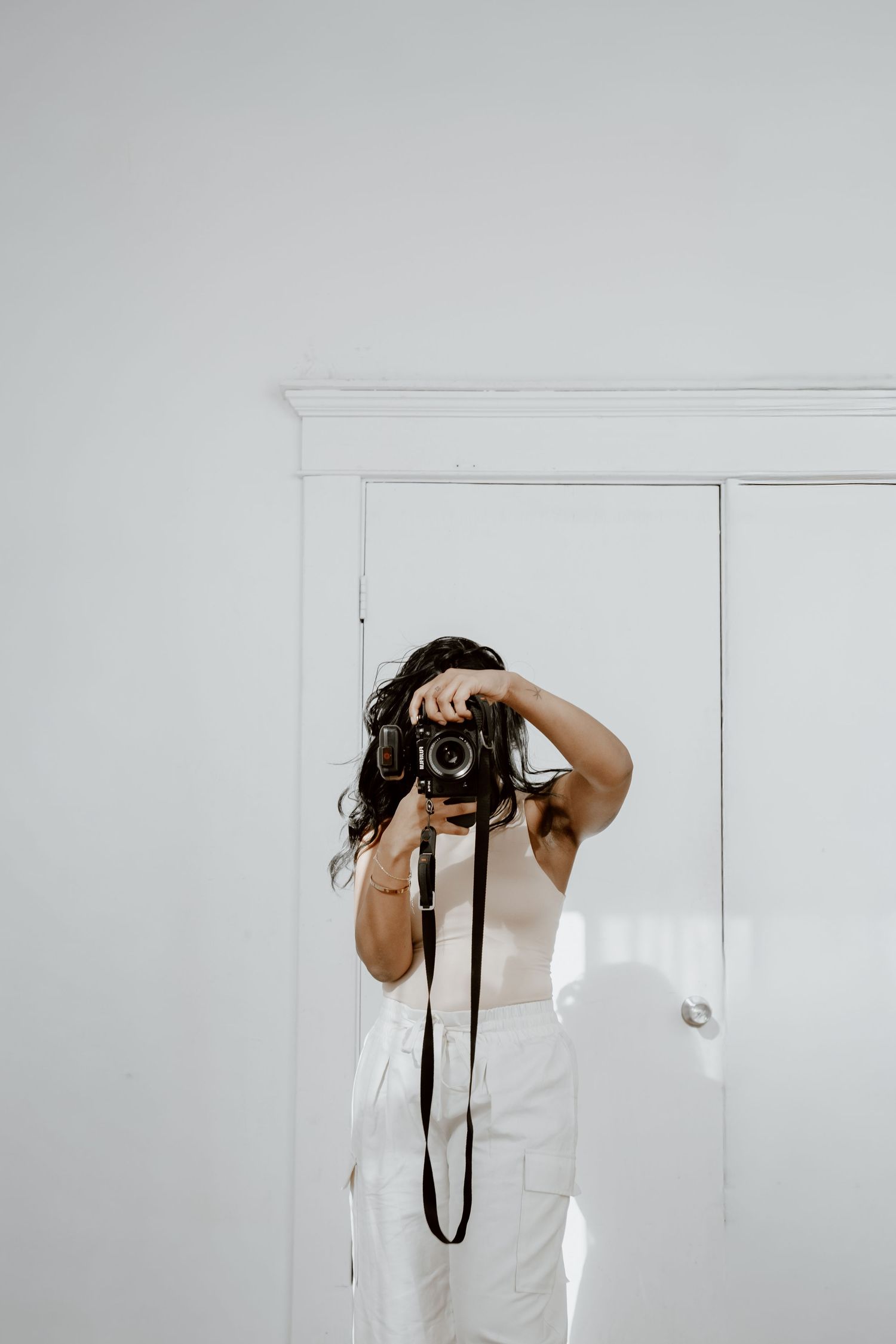 lifestyle portrait with warm tones and minimal styling
