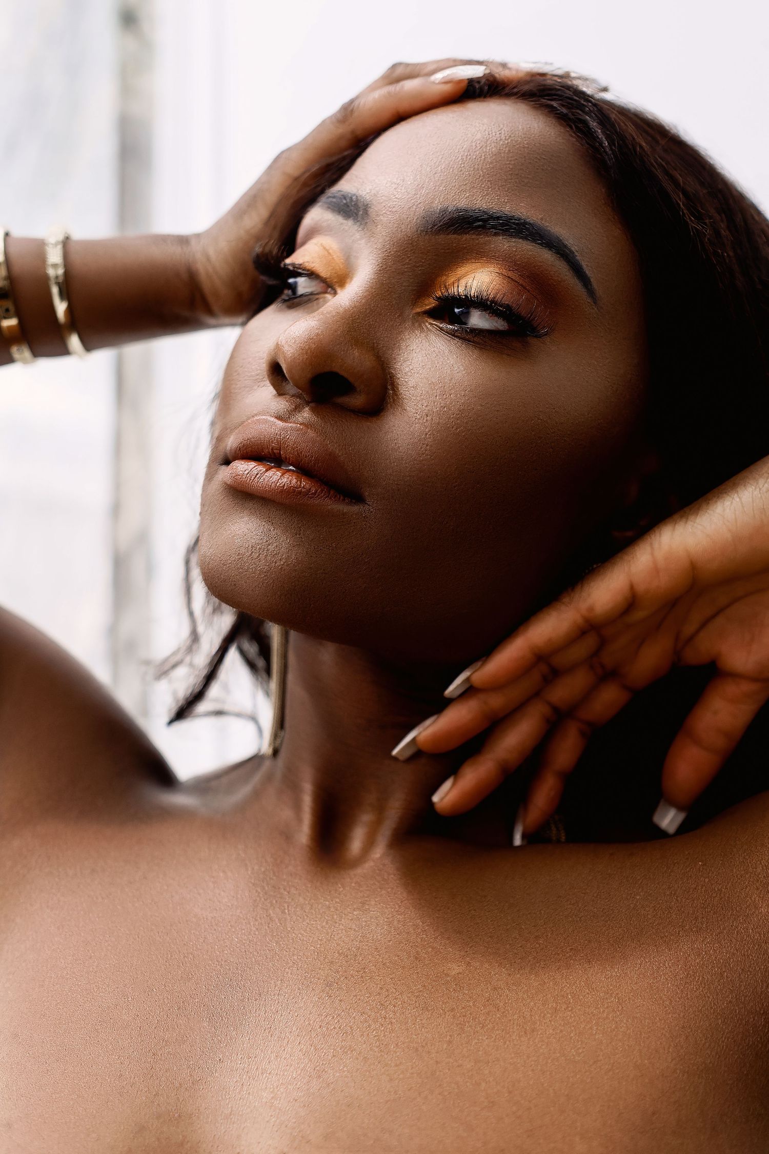 moody editorial portrait in natural light