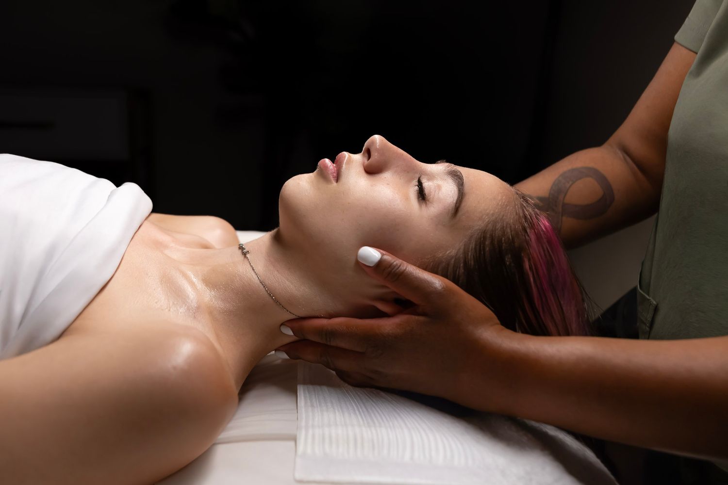 close up image of a spa neck massage