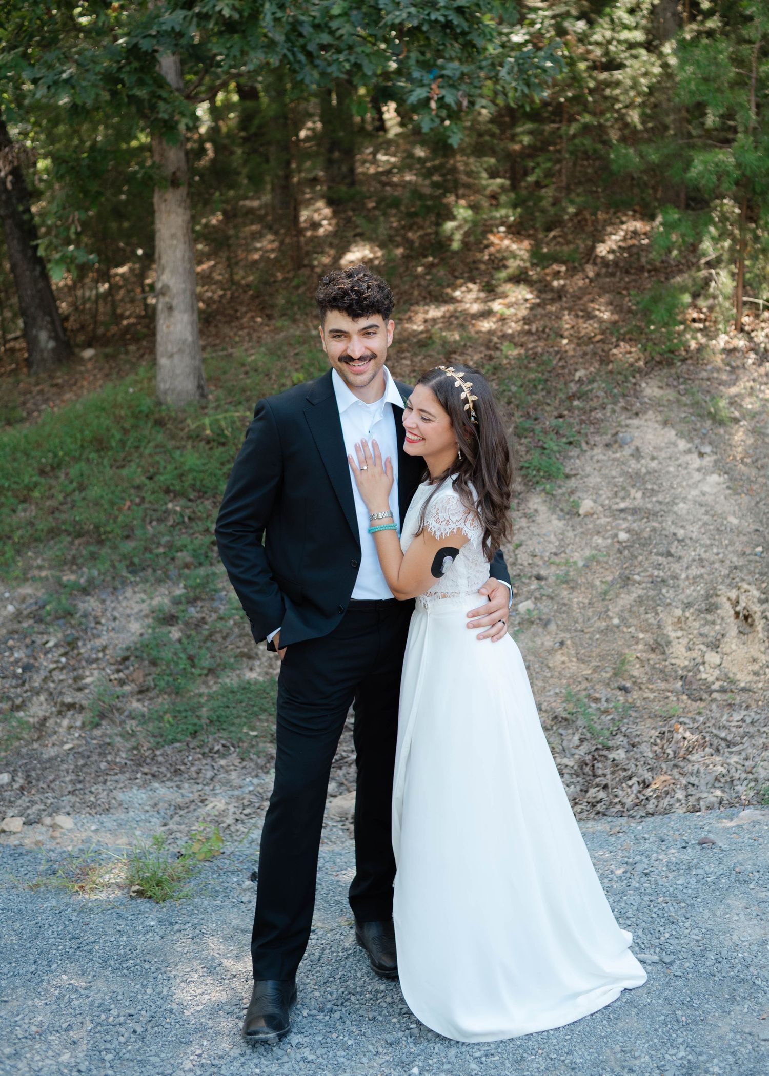 Bride and groom enjoying a moment together, intimate wedding ceremony in Luray, Virginia