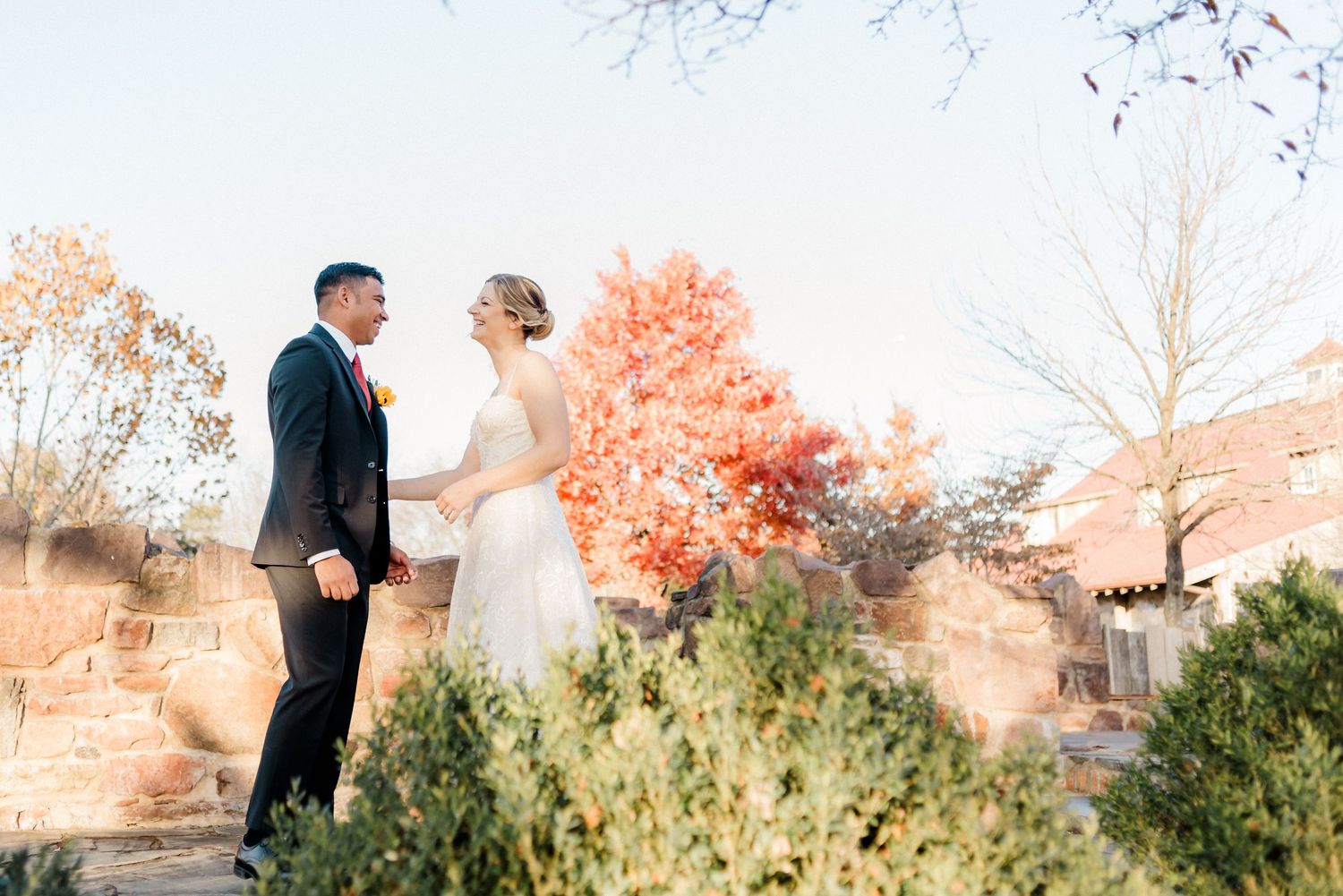 First look with bride and groom at The Winery at Bull Run, Centreville, Virginia