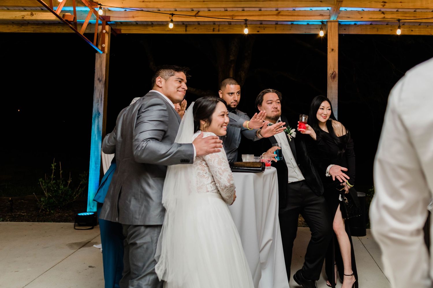 Strike a pose with friends at wedding reception, Great Marsh Estate