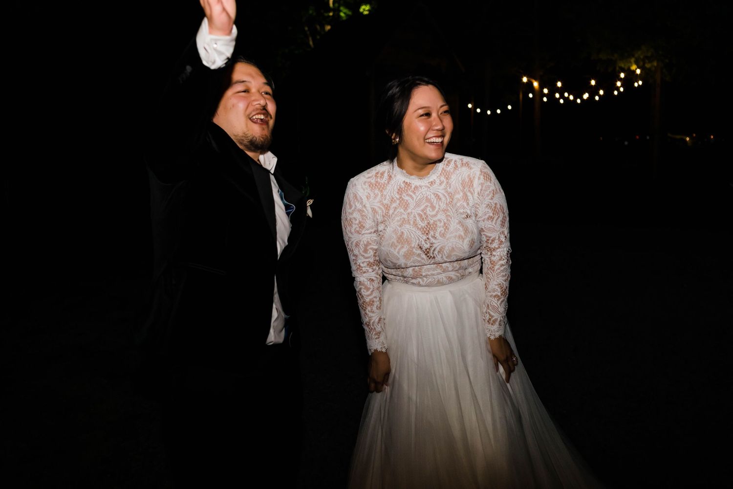 End of the night fun at Great Marsh Estate wedding in Virginia