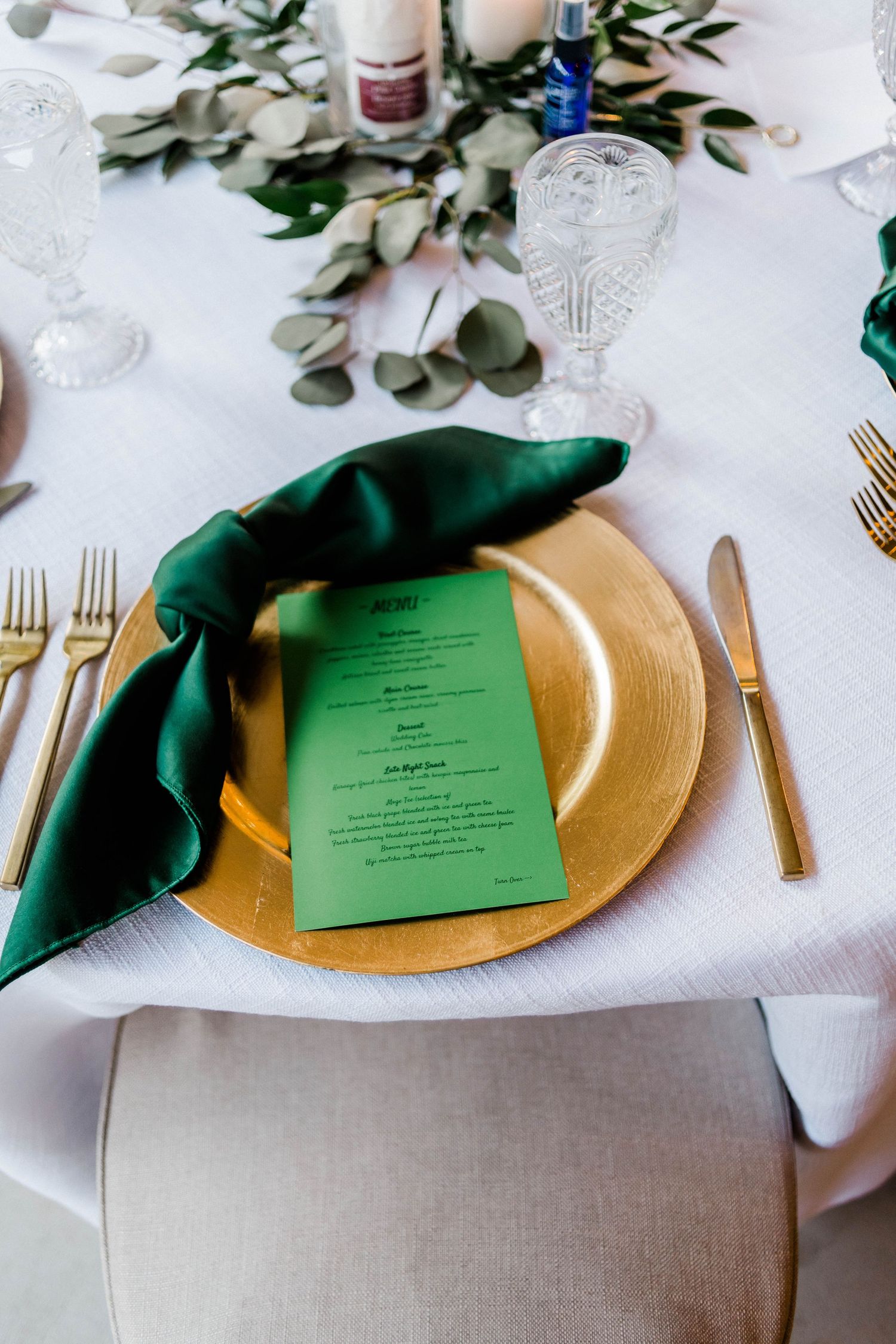 Wedding reception table setting, Great Marsh Estate