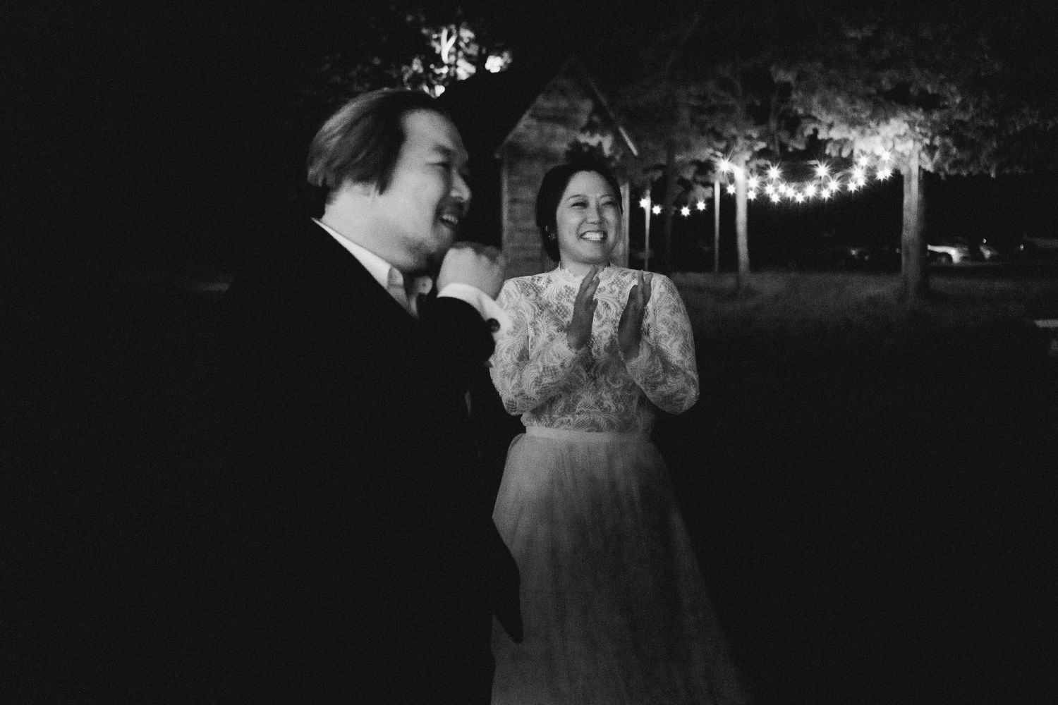 Couple at Great Marsh Estate wedding reception celebrating