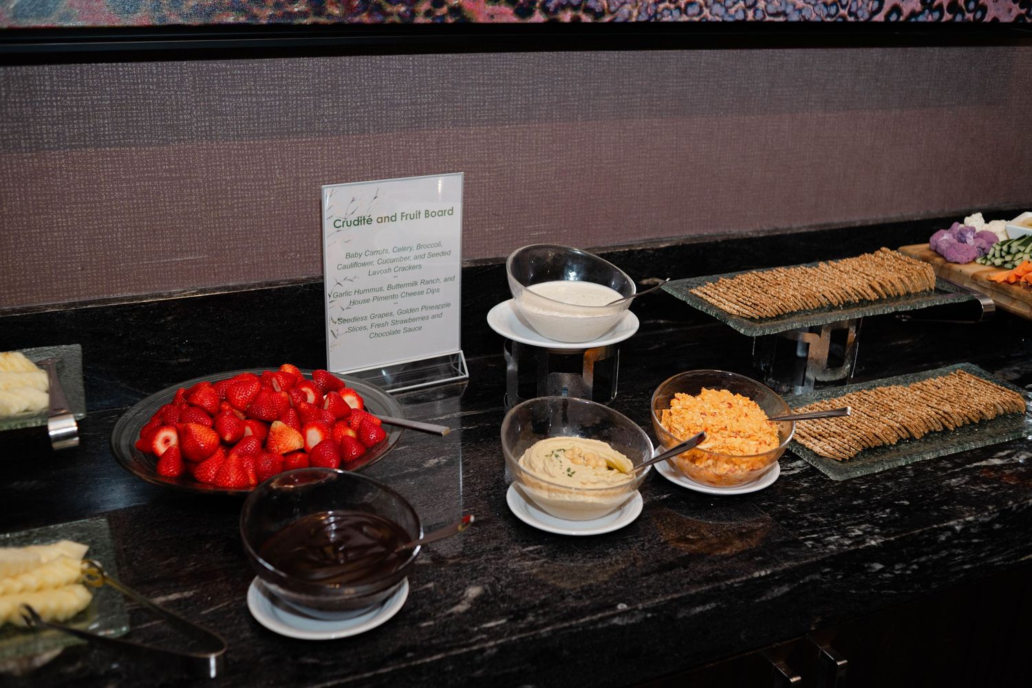 All the yummy things at the cocktail hour.