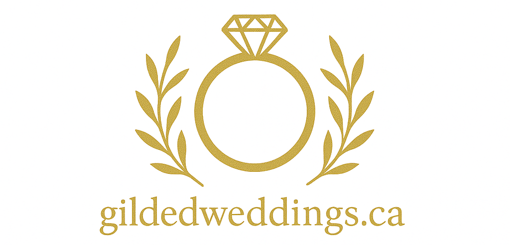 Gold jewelry and wedding icons including diamond, ring, and laurel wreath designs for a luxury bridal website.