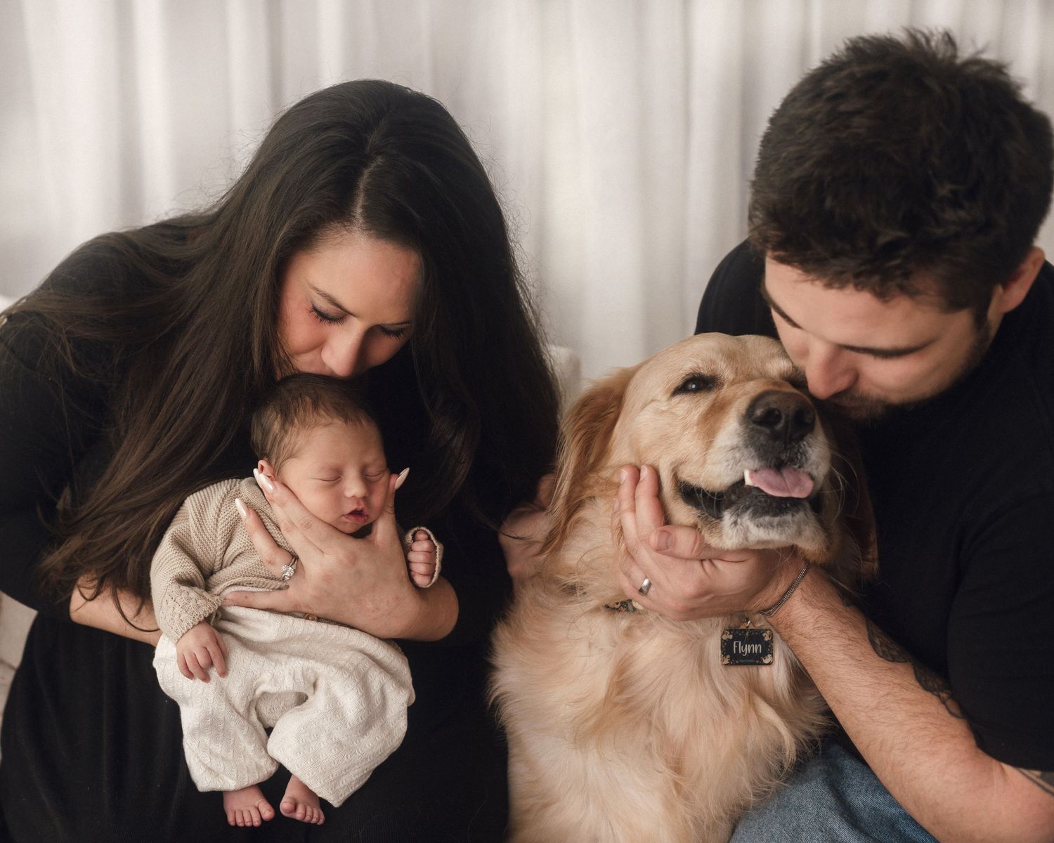 family photography with newborn baby and dog tampa Florida studio session