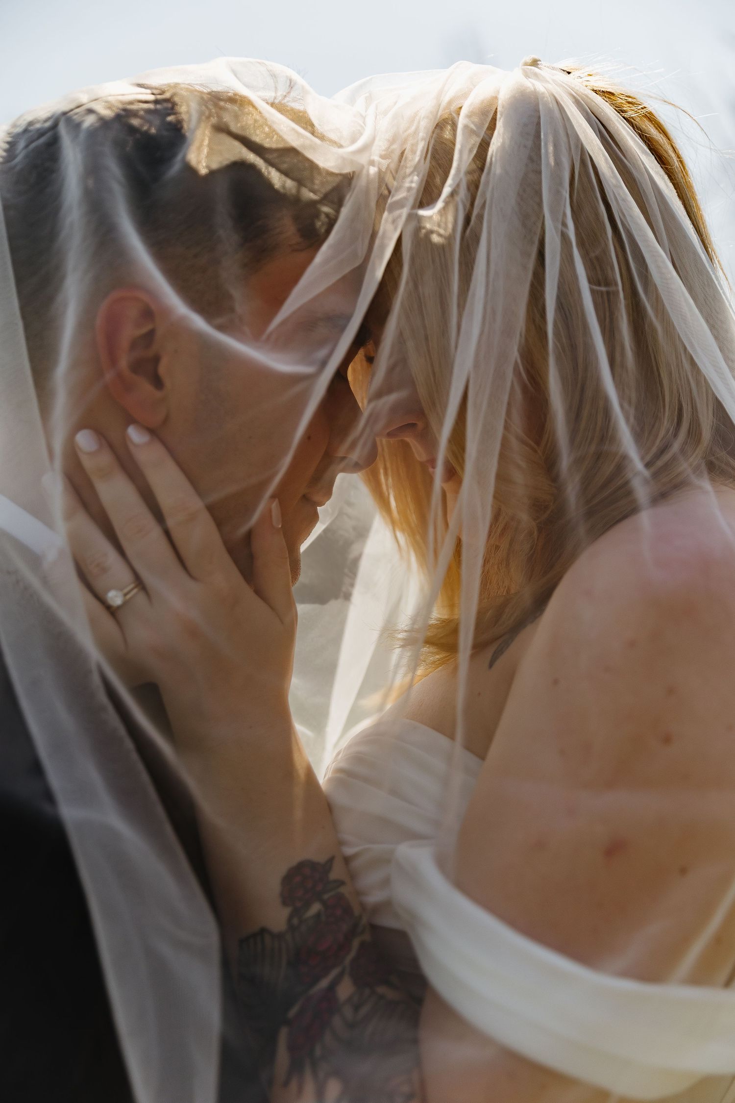 Romantic bridal veil portrait by Tucson Arizona wedding photographer Captured Dandelion Photography.