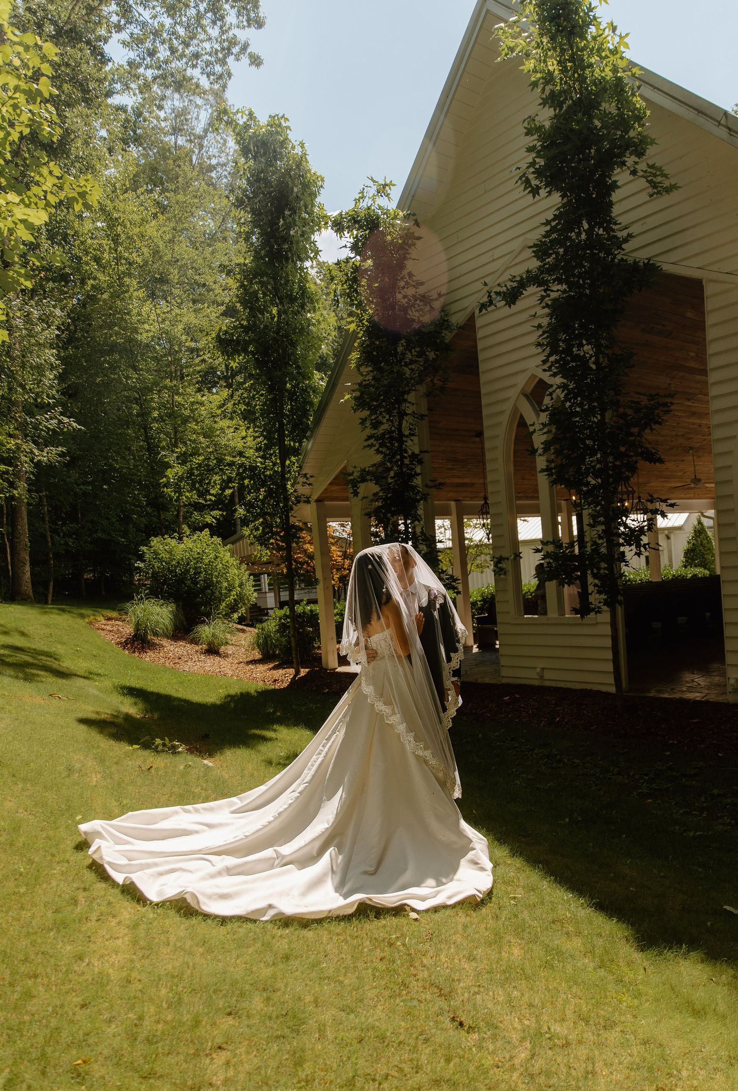 Romantic bride and groom wedding portrait by Tucson Arizona wedding photographer Captured Dandelion Photography.