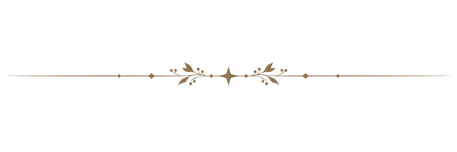 Elegant decorative divider with gold floral and star motifs on a delicate horizontal line.