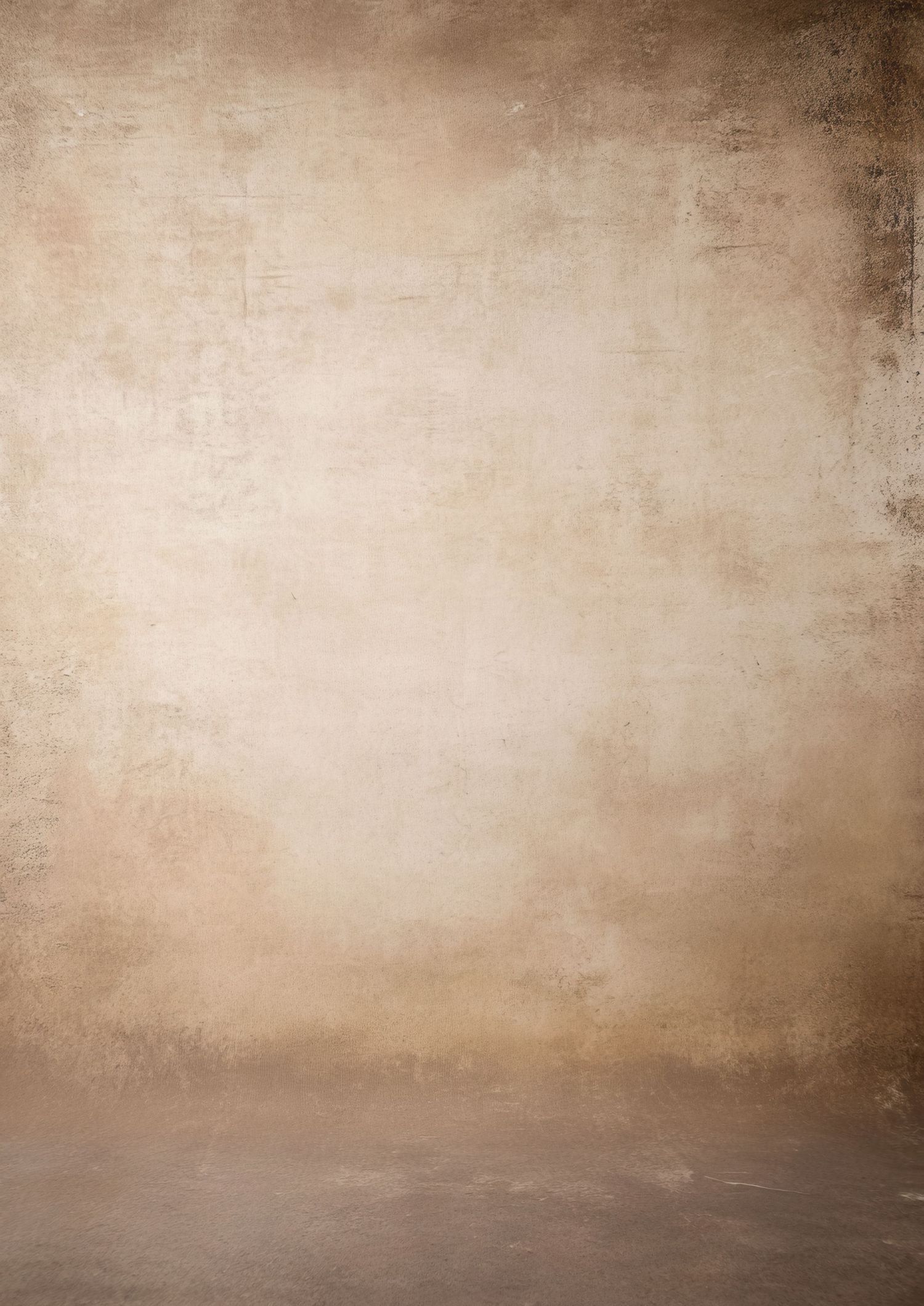 Vintage beige and brown textured studio photography backdrop with soft gradient tones and grunge wall effect.