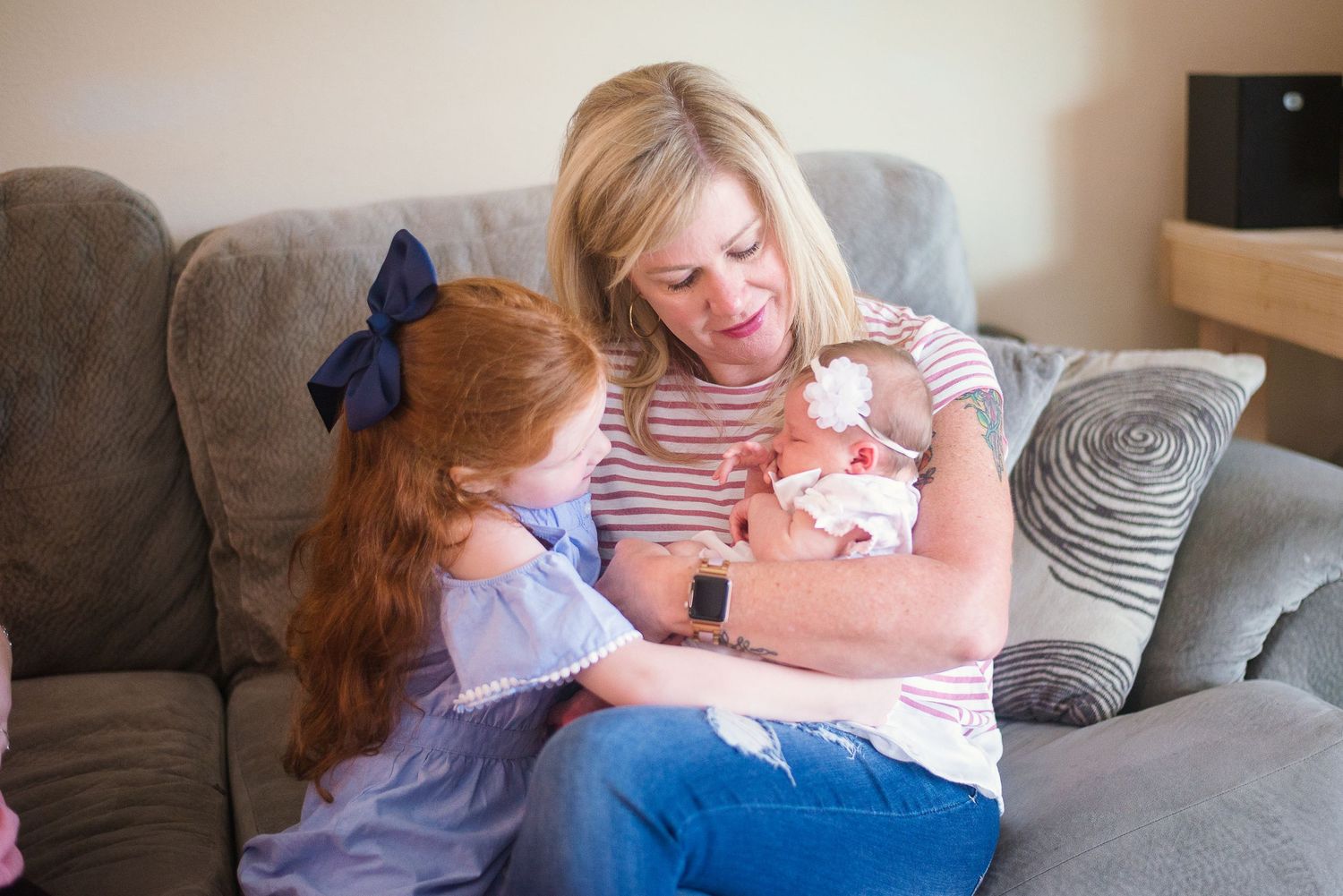Lifestyle portrait of woman with her grandchildren at home — natural light photography by Alexandra Hall, Jacksonville FL