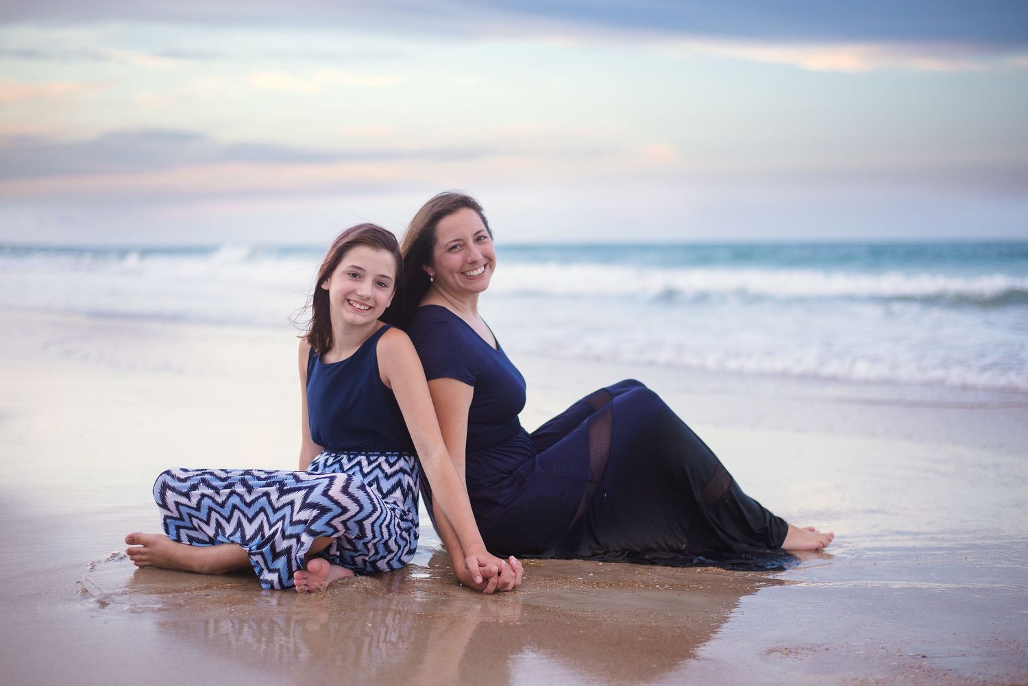 Mother and daughter portrait on the beach at sunset — natural light session by Alexandra Hall, St. Augustine FL