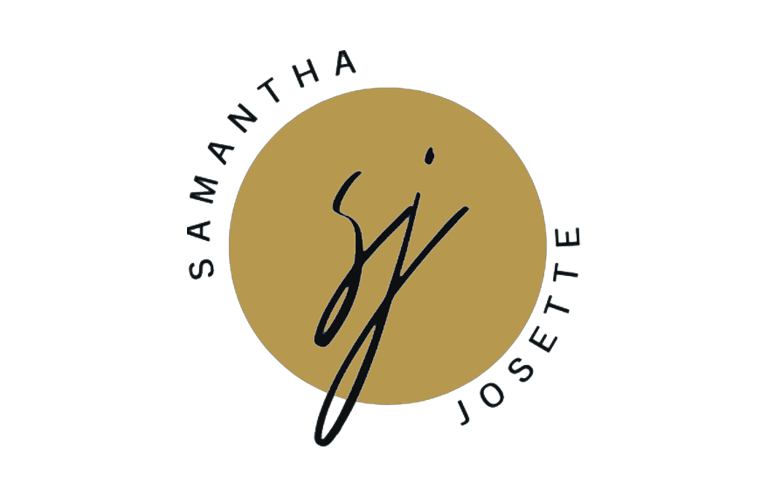 A series of gold circular logos or monogram designs featuring elegant script letters arranged in a row.