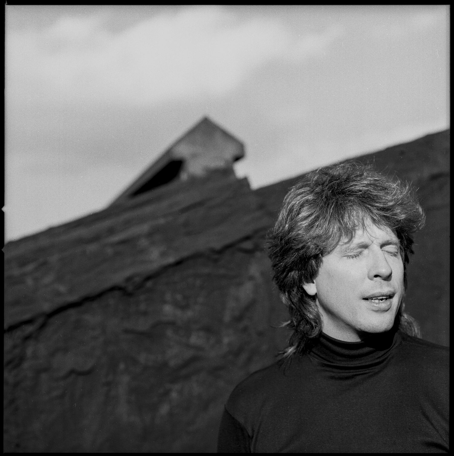 Rhys Chatham, composer, guitarist and trumpet player, West 26th studio, NYC.