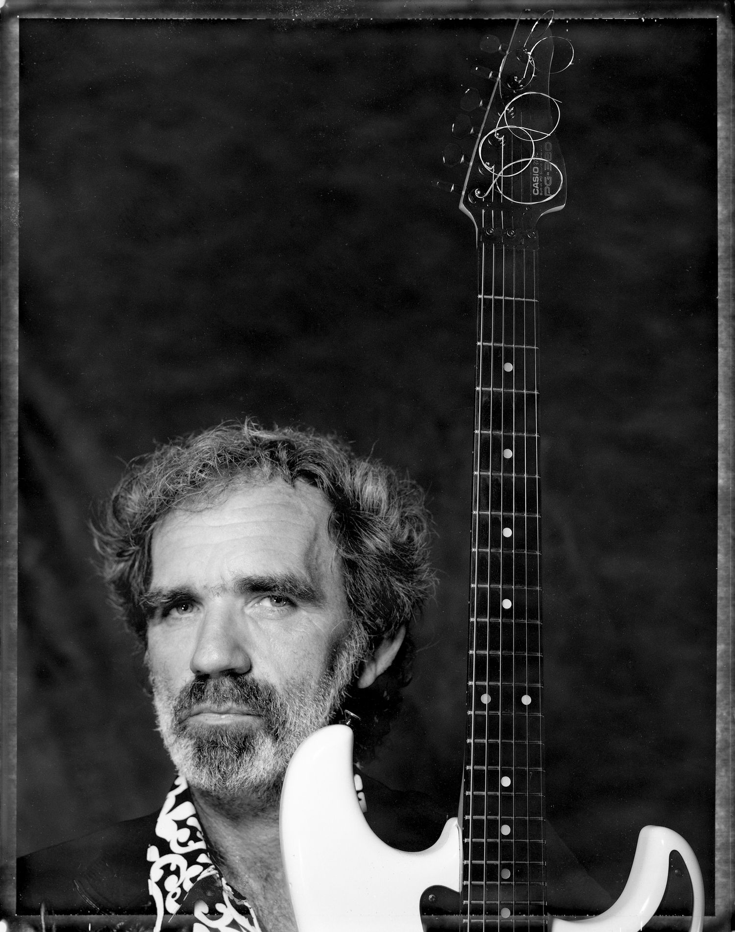 J.J.Cale, guitarist, singer and songwriter with his Casio guitar, West 26th st studio.