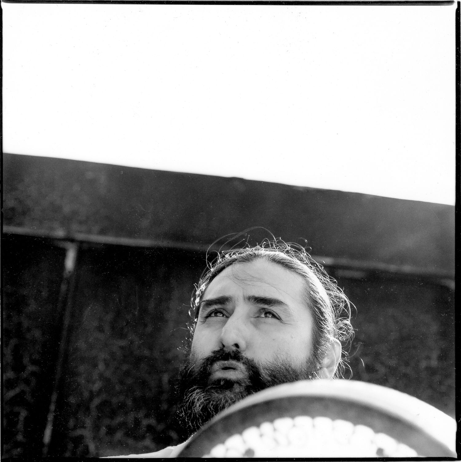 Glen Velez, percussionist and composer, West 26th studio, NYC.