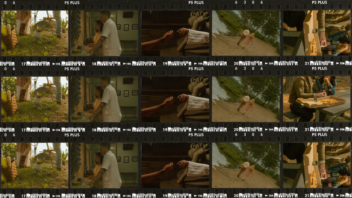 Grid of warm-toned documentary style photography stills showing outdoor scenes.