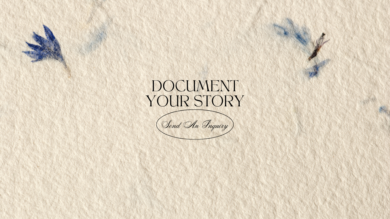 A vintage-style document template with decorative blue bird illustrations and text reading 'Document Your Story'.