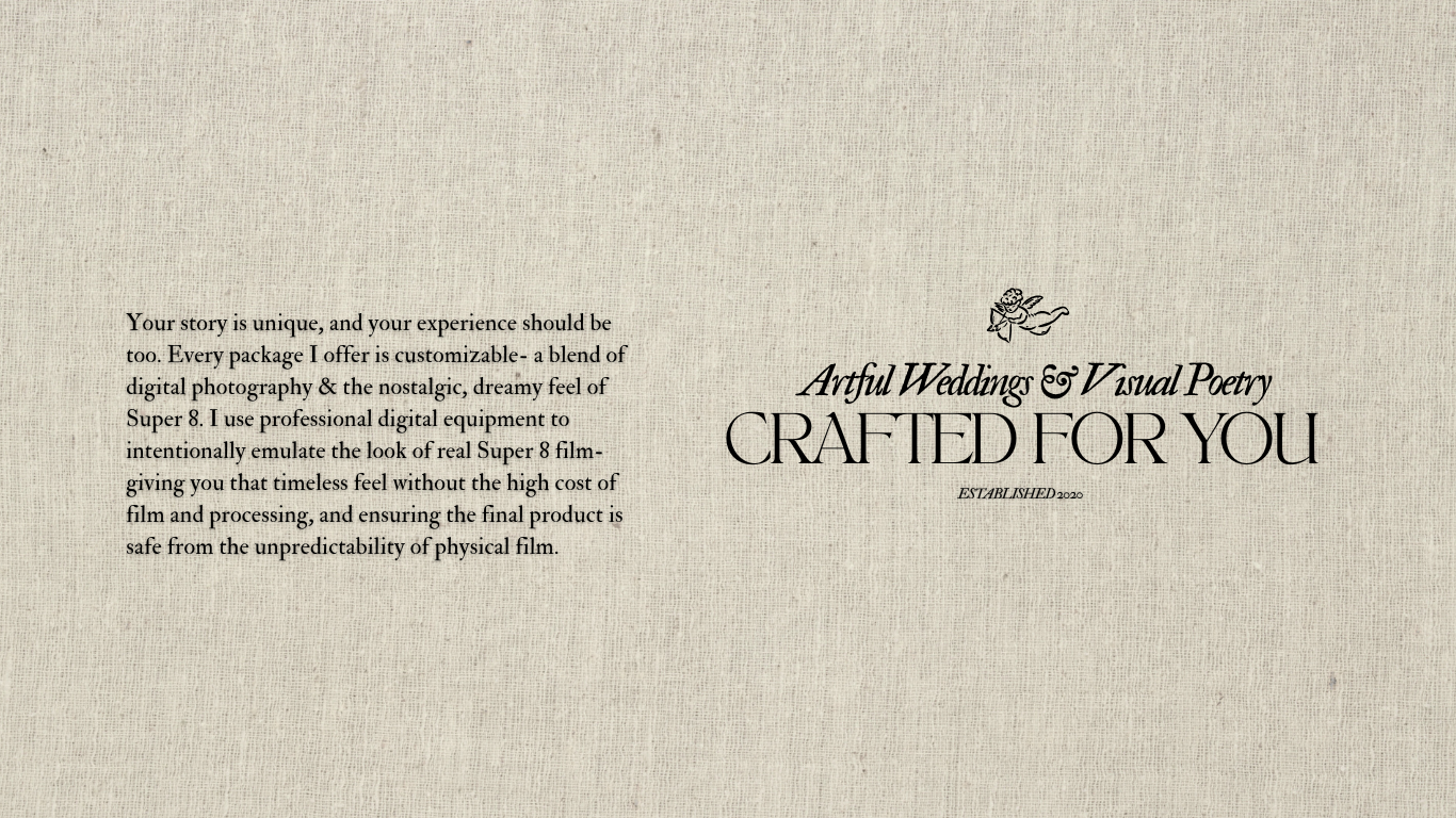 Vintage paper background with elegant cursive text reading 'Crafted For You' in black ink.