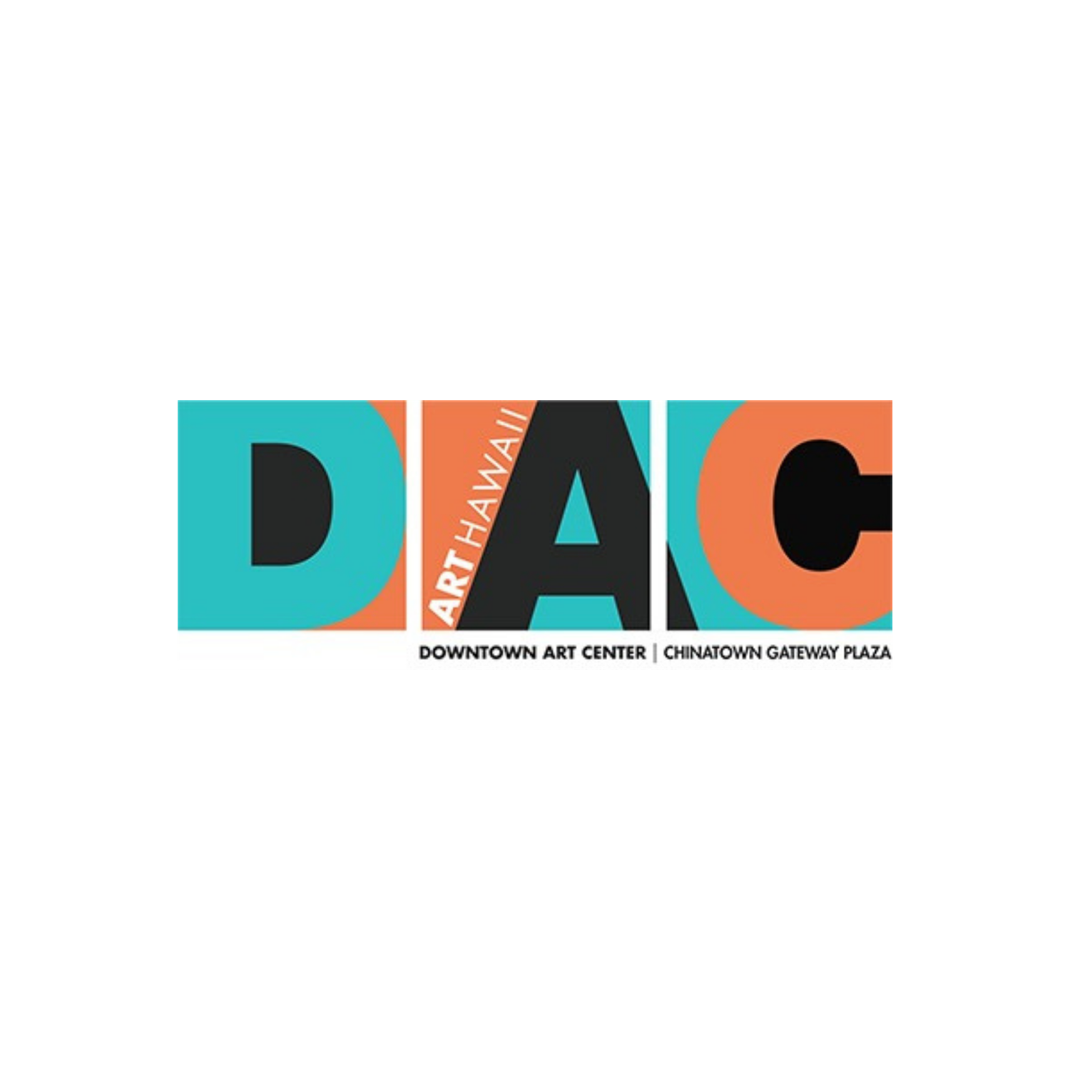 DAC Hawaii Downtown Art Center Chinatown Gateway Plaza logo in teal, orange, and dark tones.