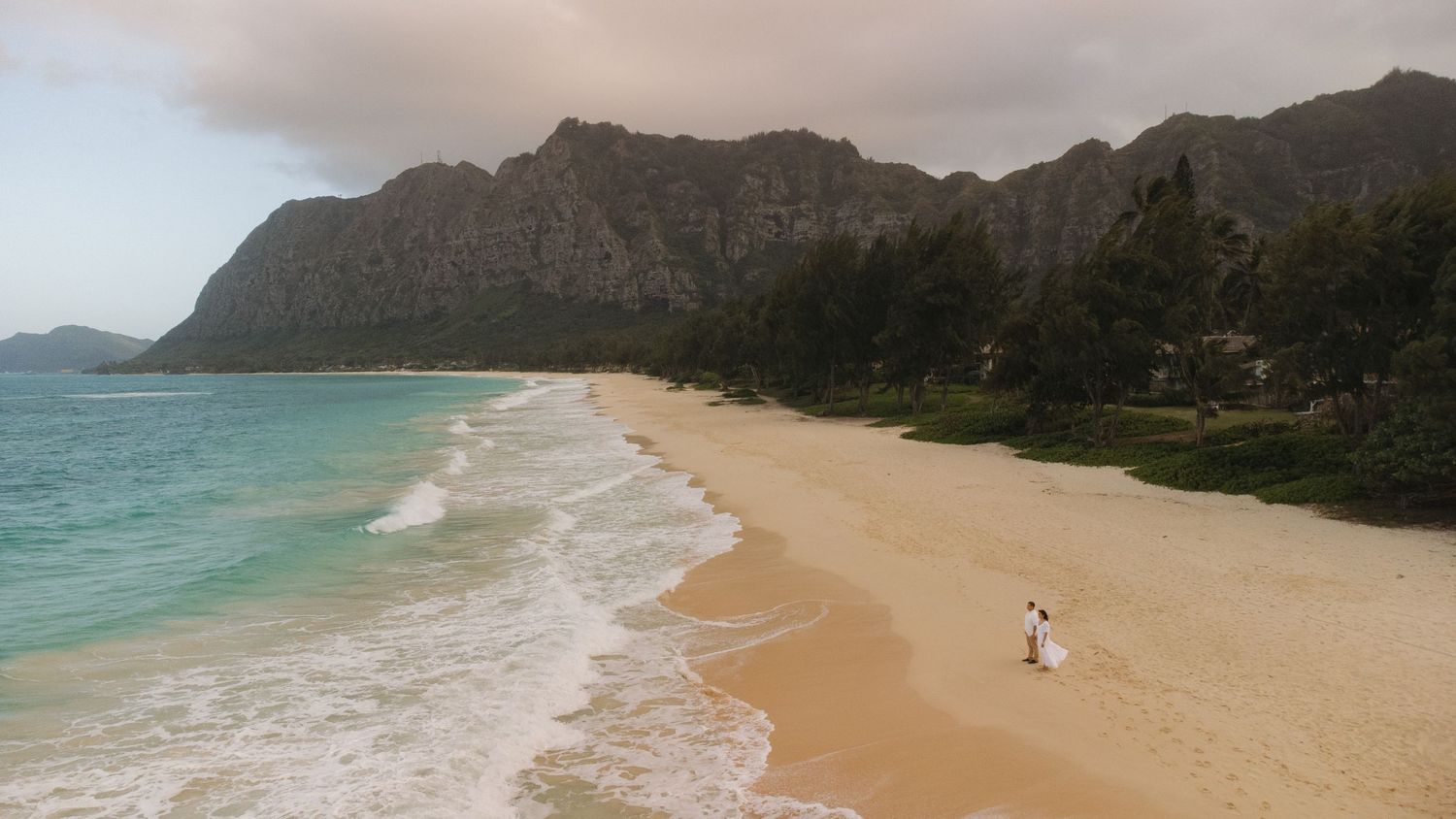 engagement photos in hawaii drone images