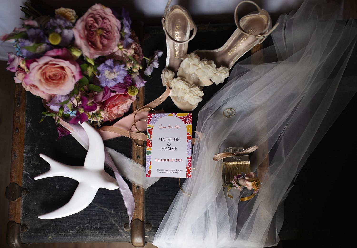 Flatlay Mariage en Provence. Domaine de Noé Vinon sur verdon