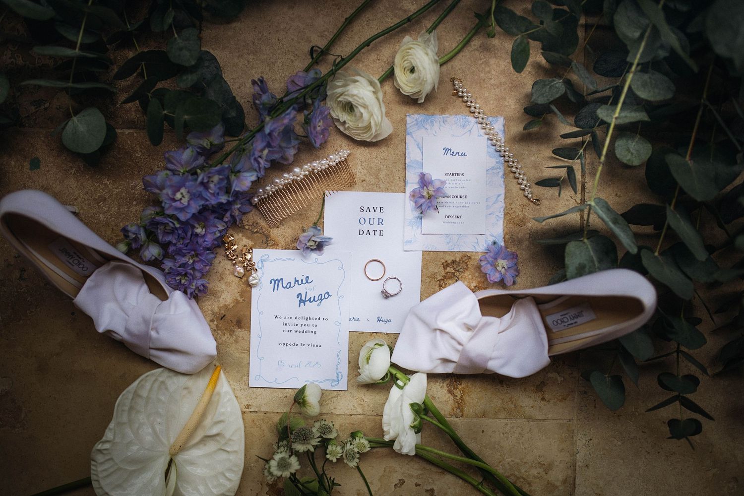 Photographie Mariage en Provence au Domaine Terres Elaïs Robion Flatlay Vaucluse Manosque, Forcalquier, Mane,